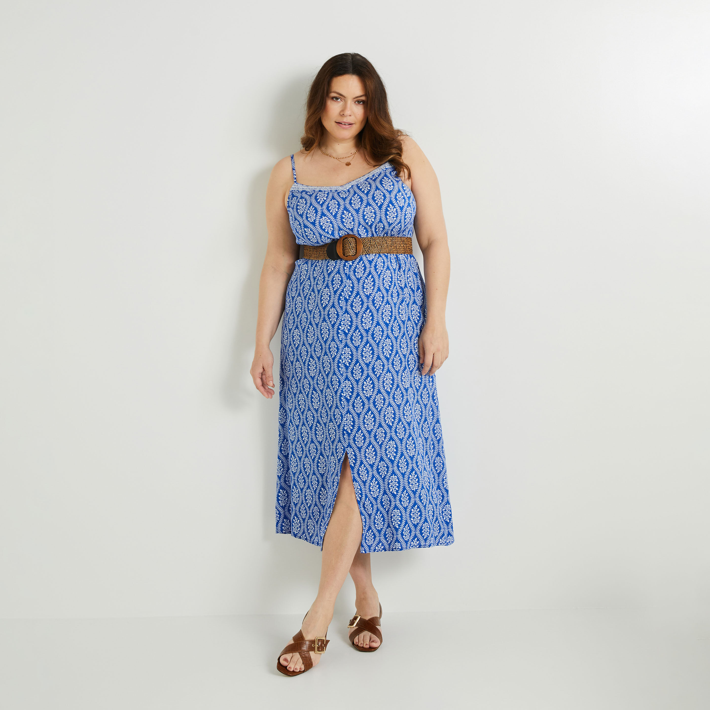 Robe longue imprim&eacute;e femme