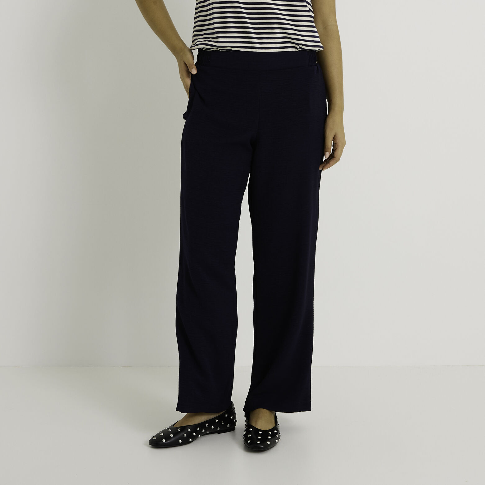 Pantalon fluide taille élastiquée femme