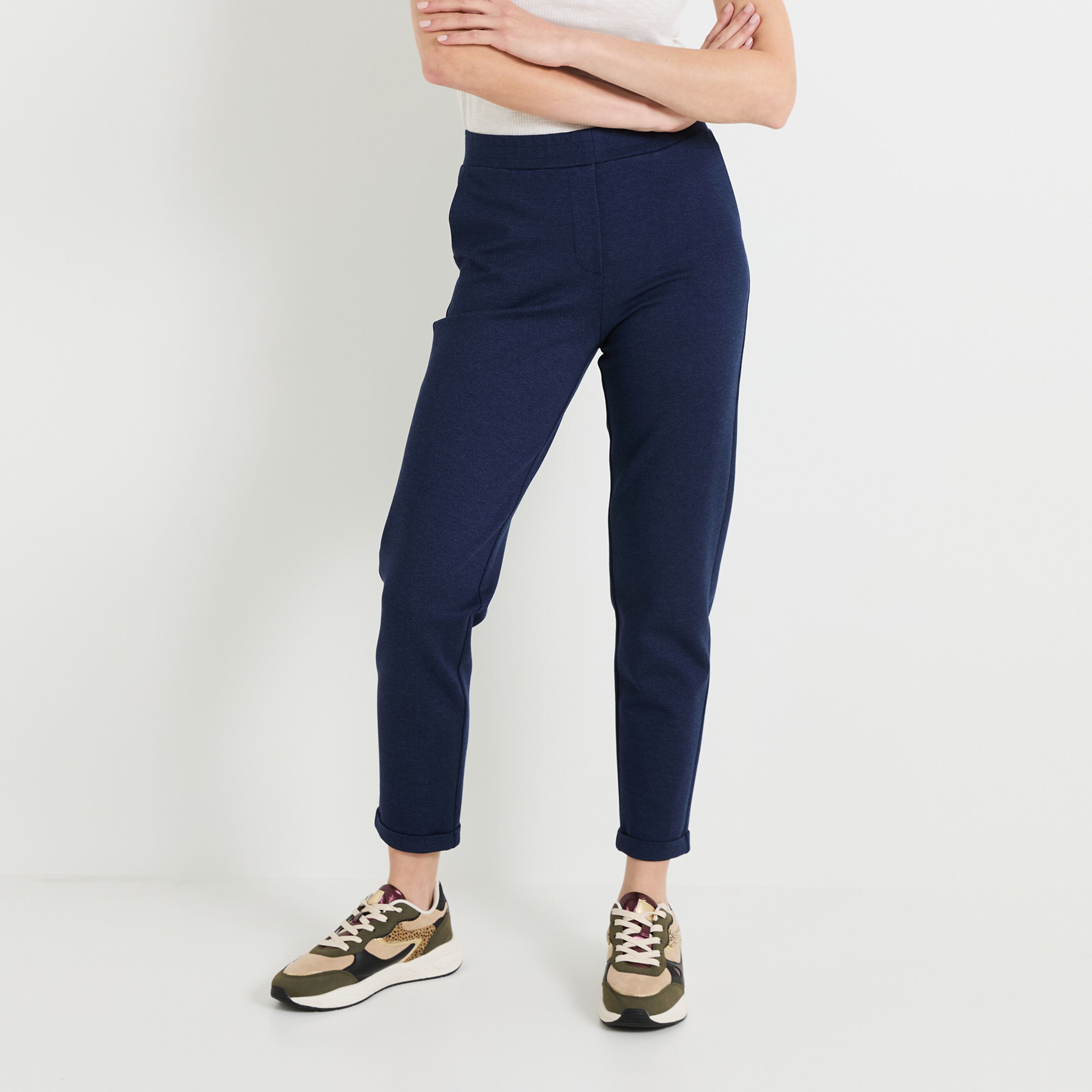 Pantalon cigarette maille femme