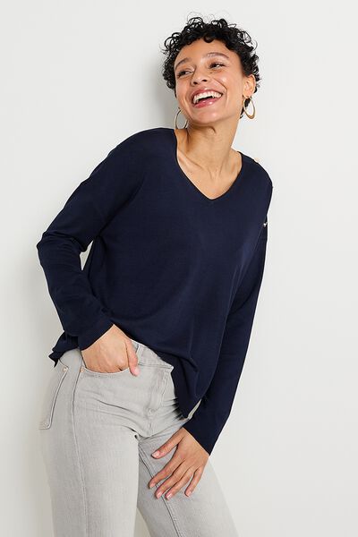 Pull col V femme
