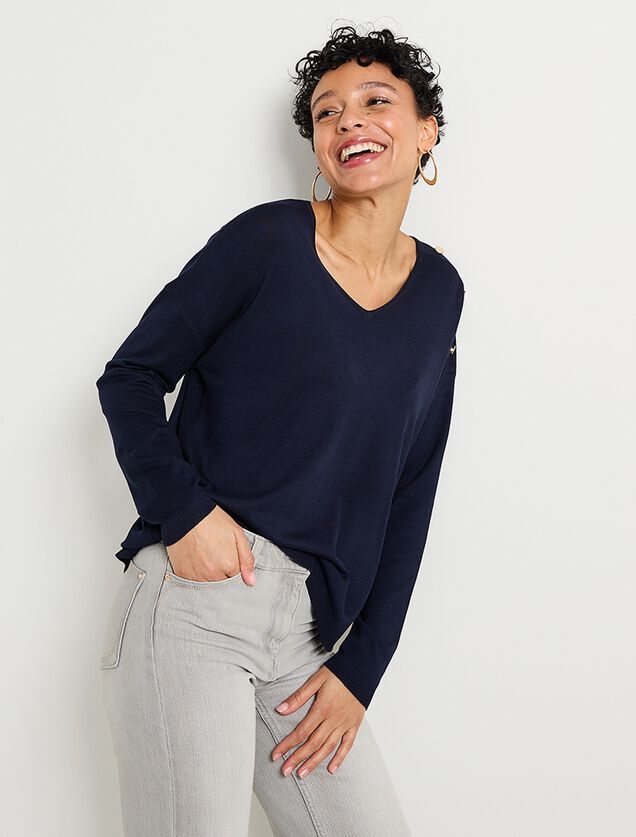 Pull col V femme