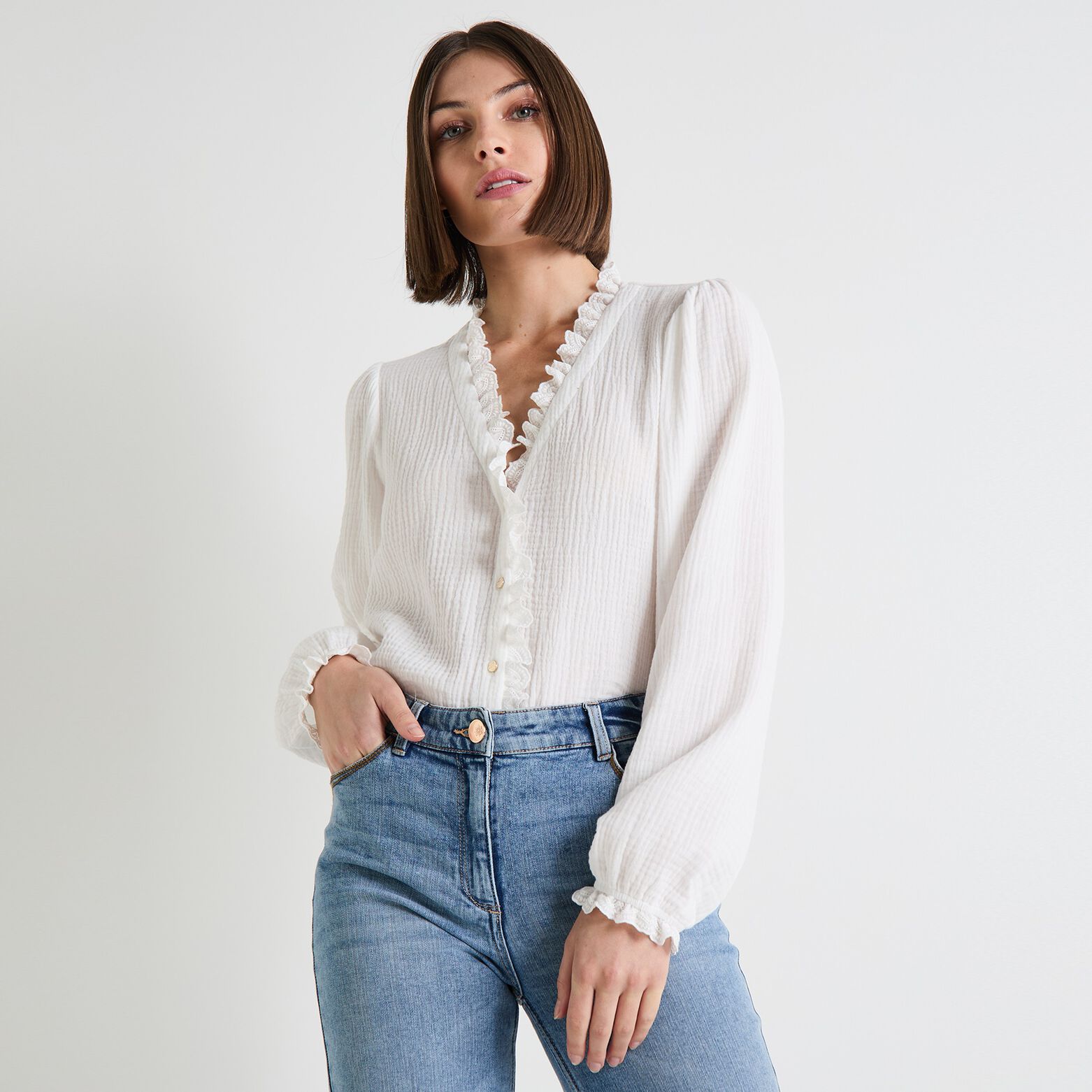 Chemise en gaze de coton femme