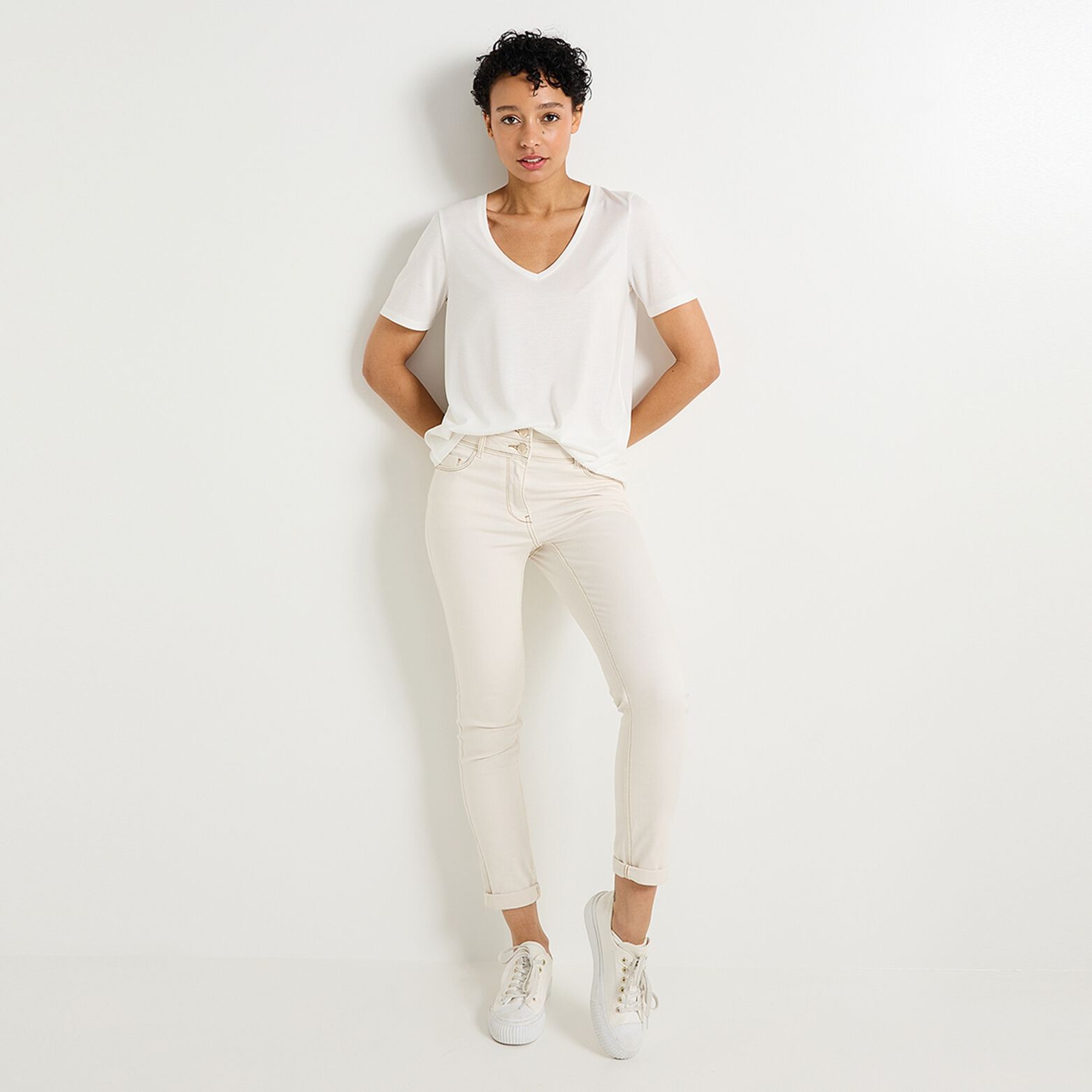 T-shirt col V femme