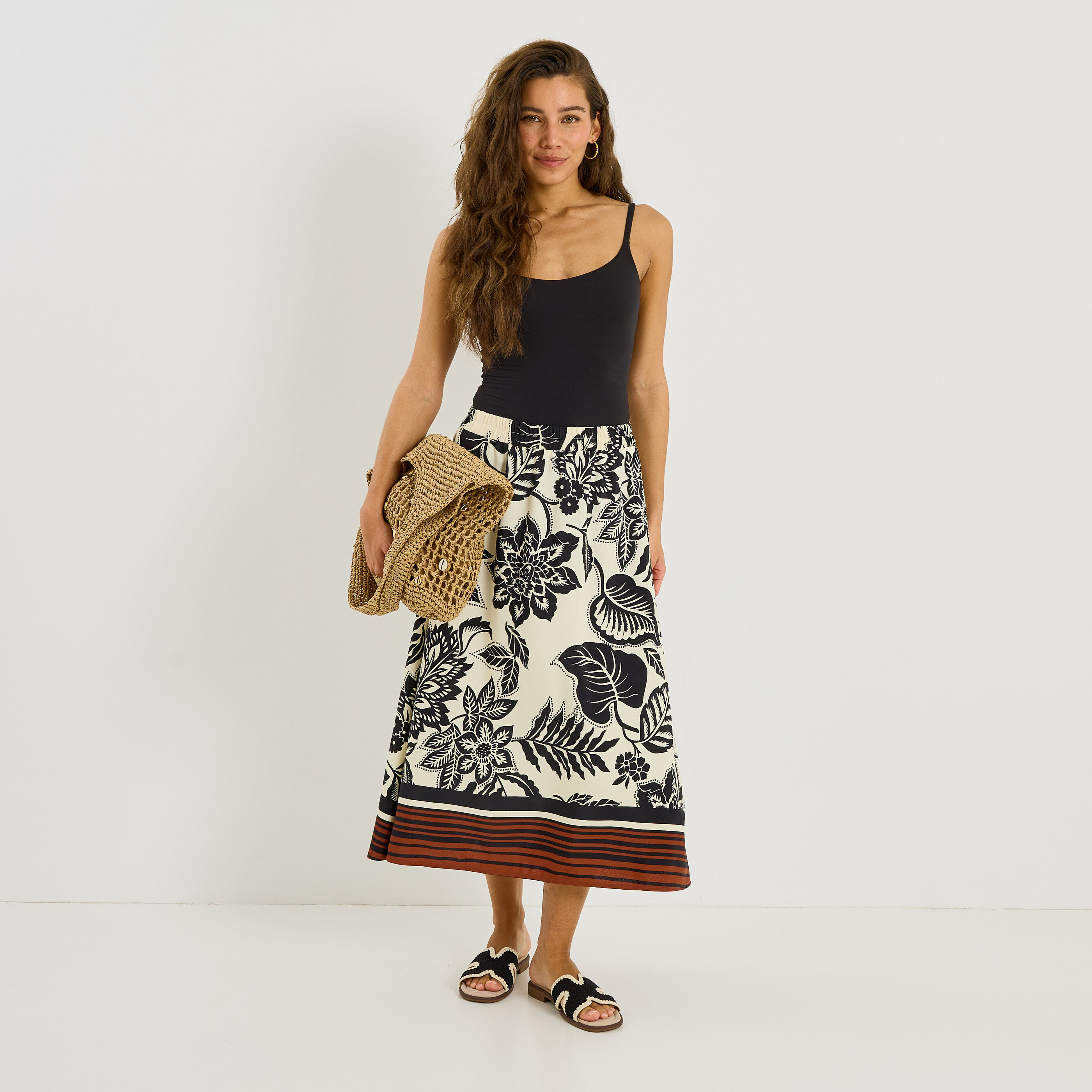 Jupe longue imprim&eacute; floral