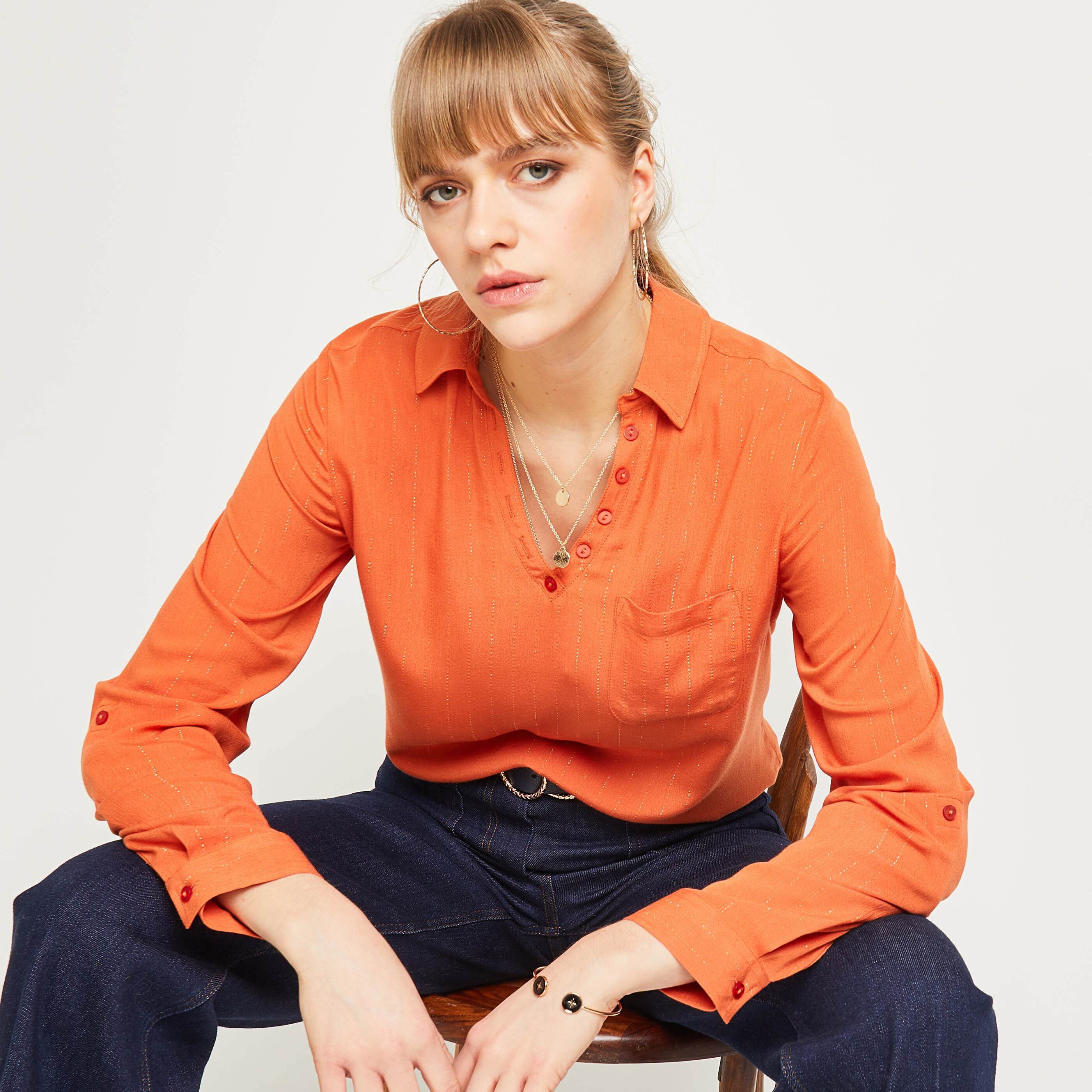 Chemise orange femme best sale