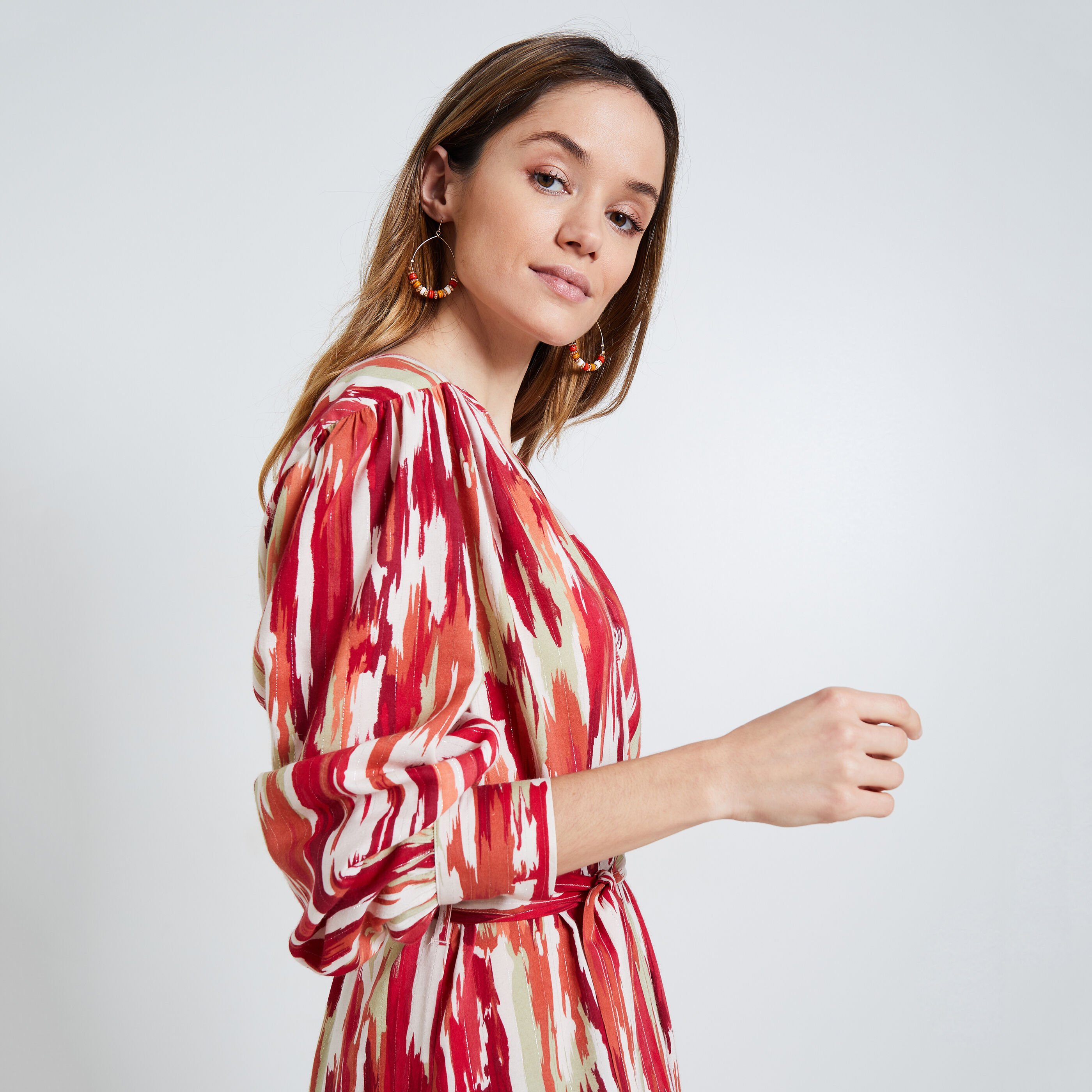 Robe longue imprim&eacute;e femme