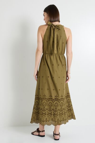 Robe longue brodée femme