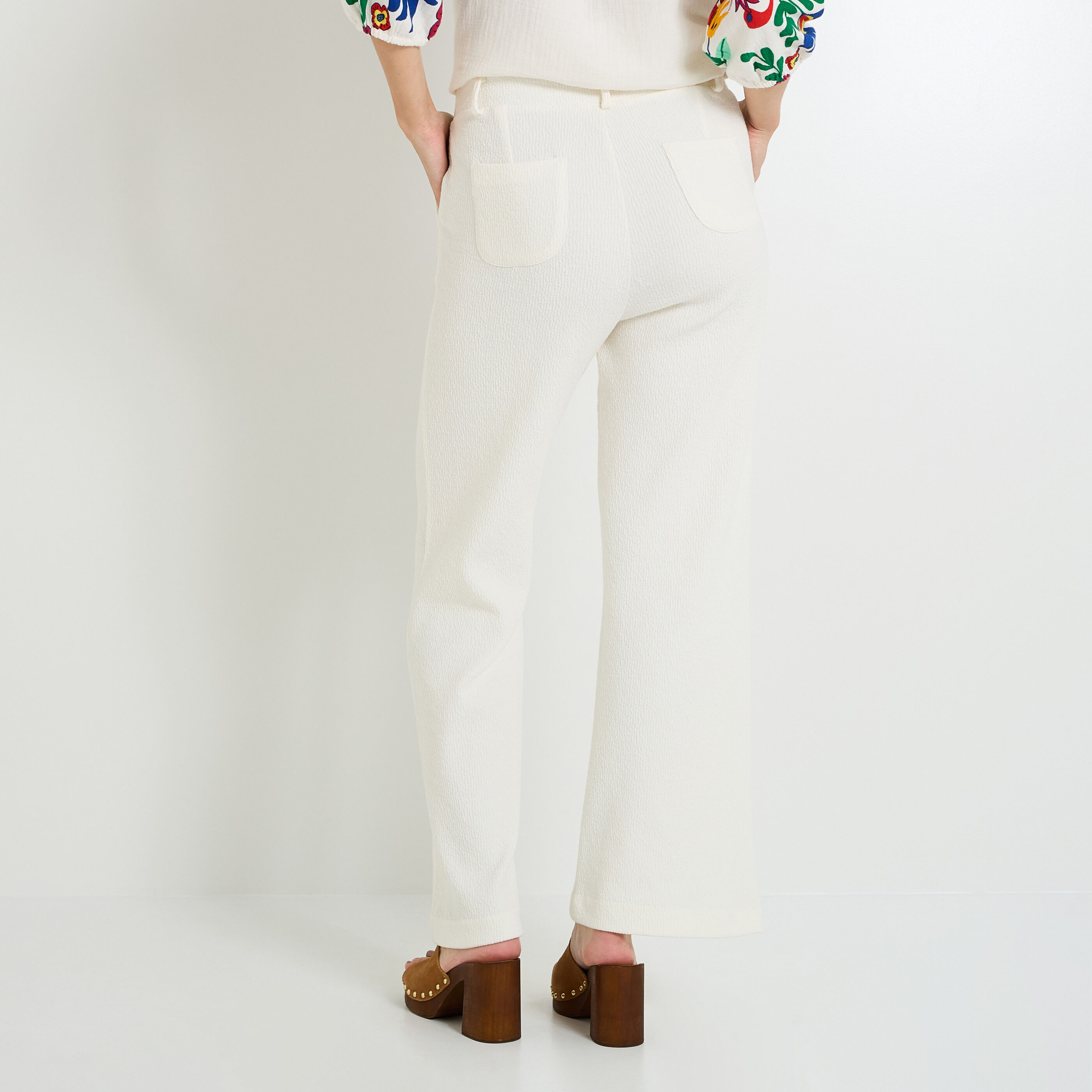 Pantalon large en maille femme