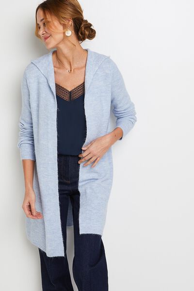 Gilet long à capuche femme