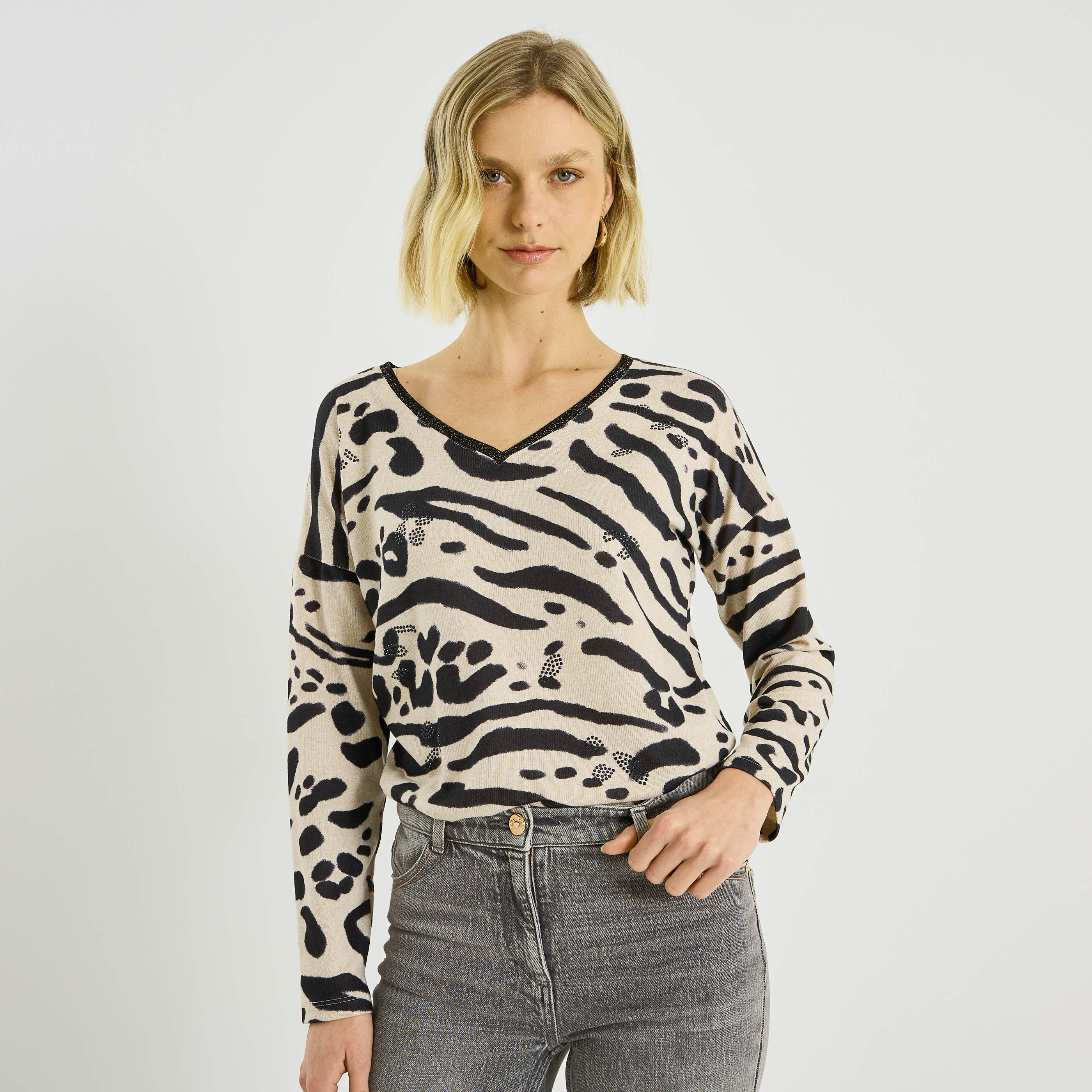 T-shirt imprim&eacute; l&eacute;opard femme