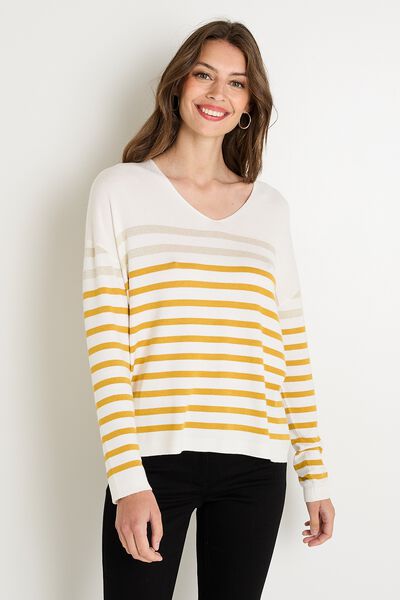 Pull col V femme