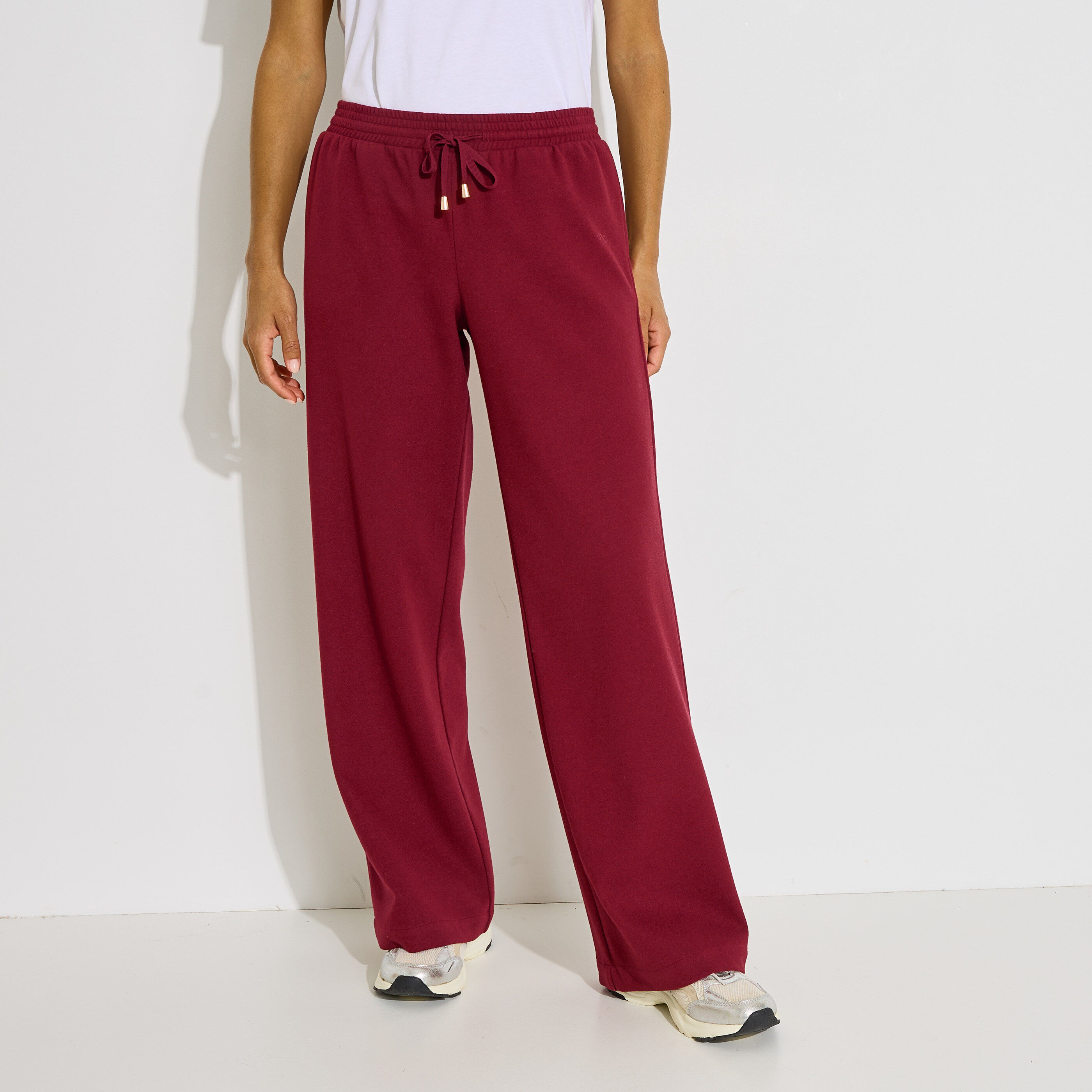 Pantalon droit ample chaud maille femme