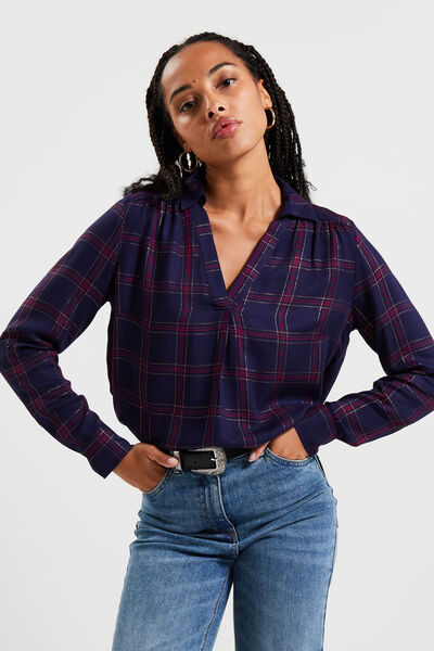 Blouse à carreaux femme
