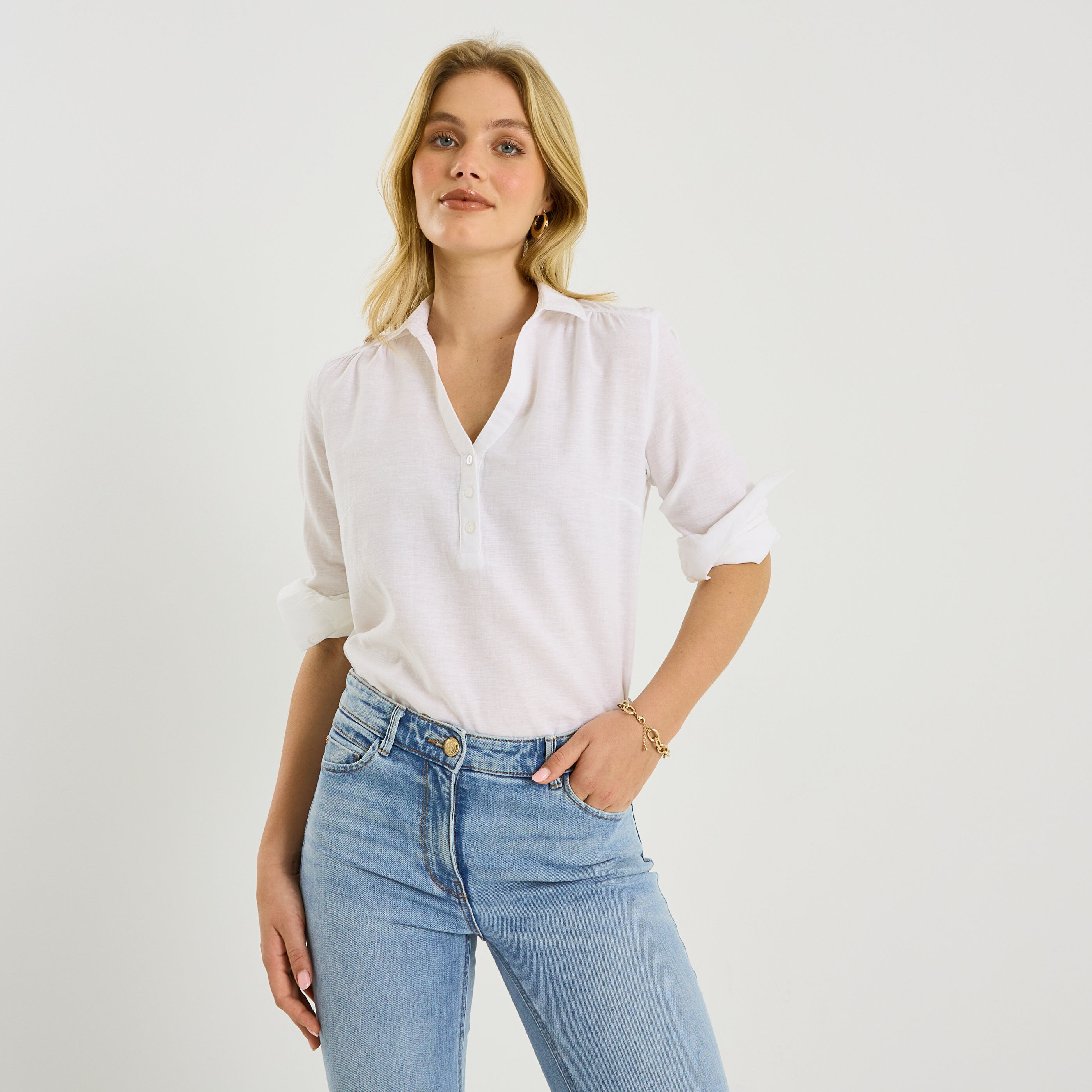 Blouse en coton et lin femme 