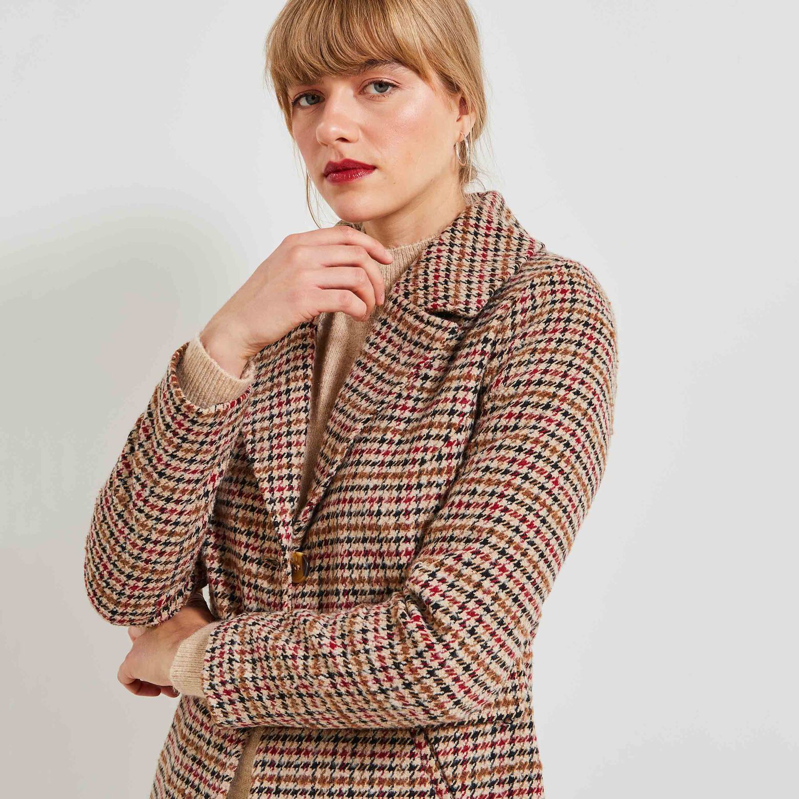 Manteau à carreaux femme