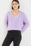 Pull fluffy col V femme