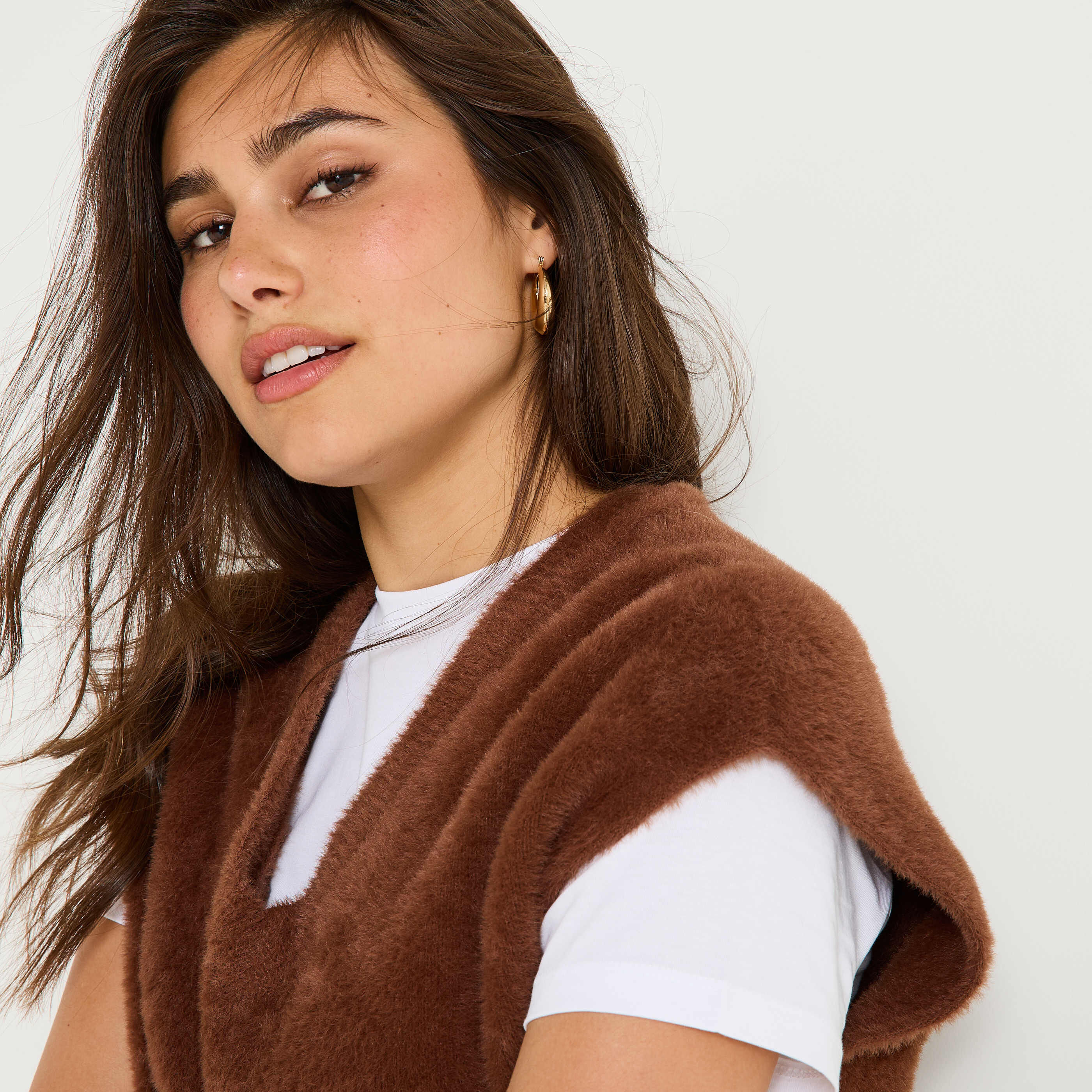 Pull sans manches fluffy femme