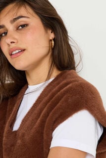 Pull sans manches fluffy femme
