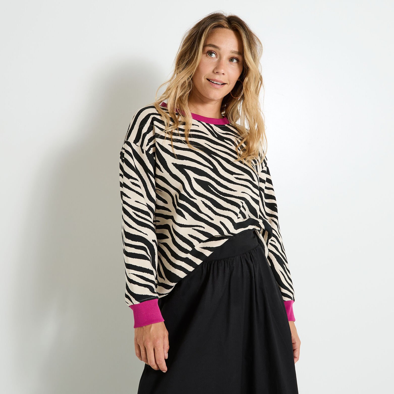 Sweat imprimé zébré femme