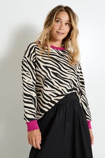Sweat imprimé zébré femme