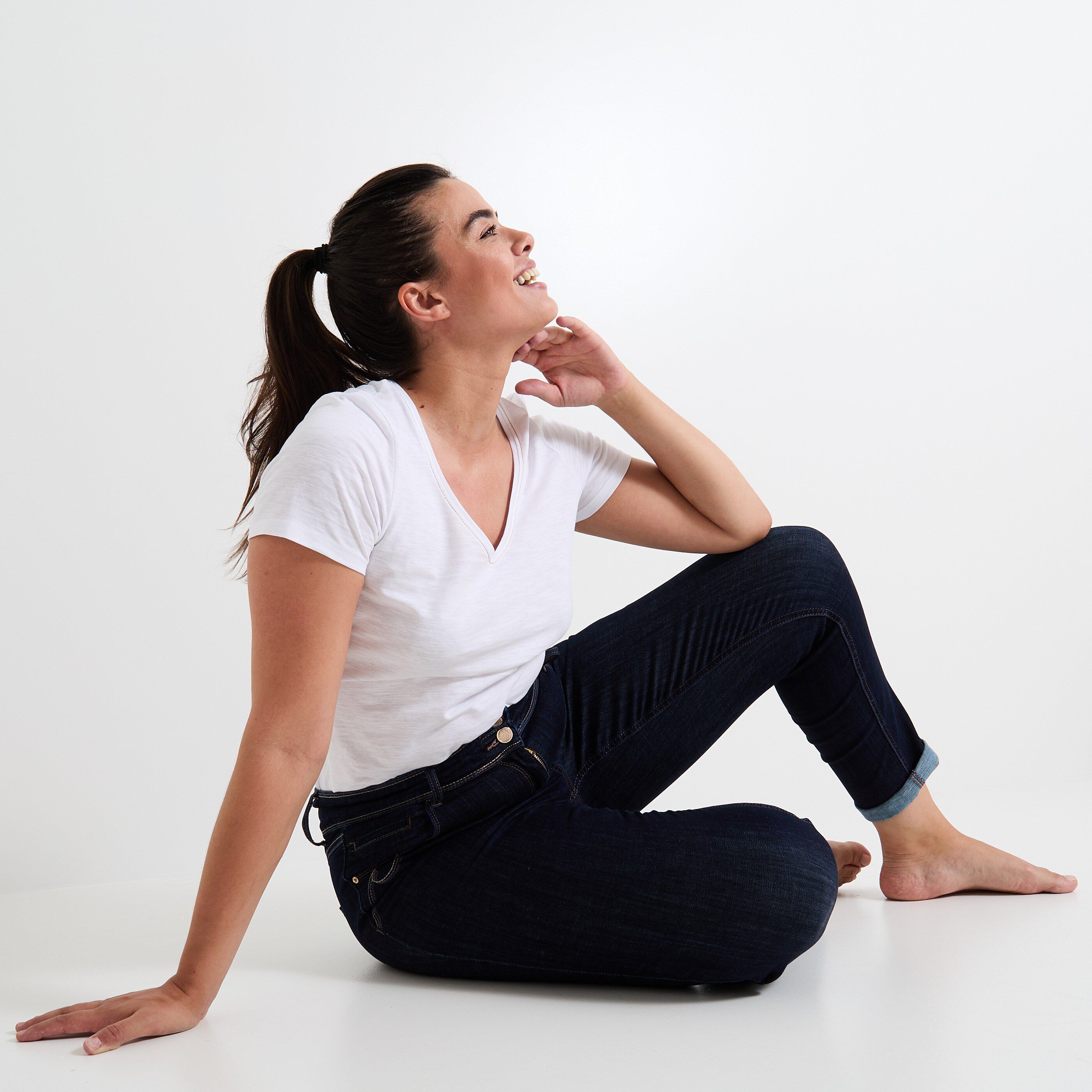 Jean raccourci taille haute HANOI femme