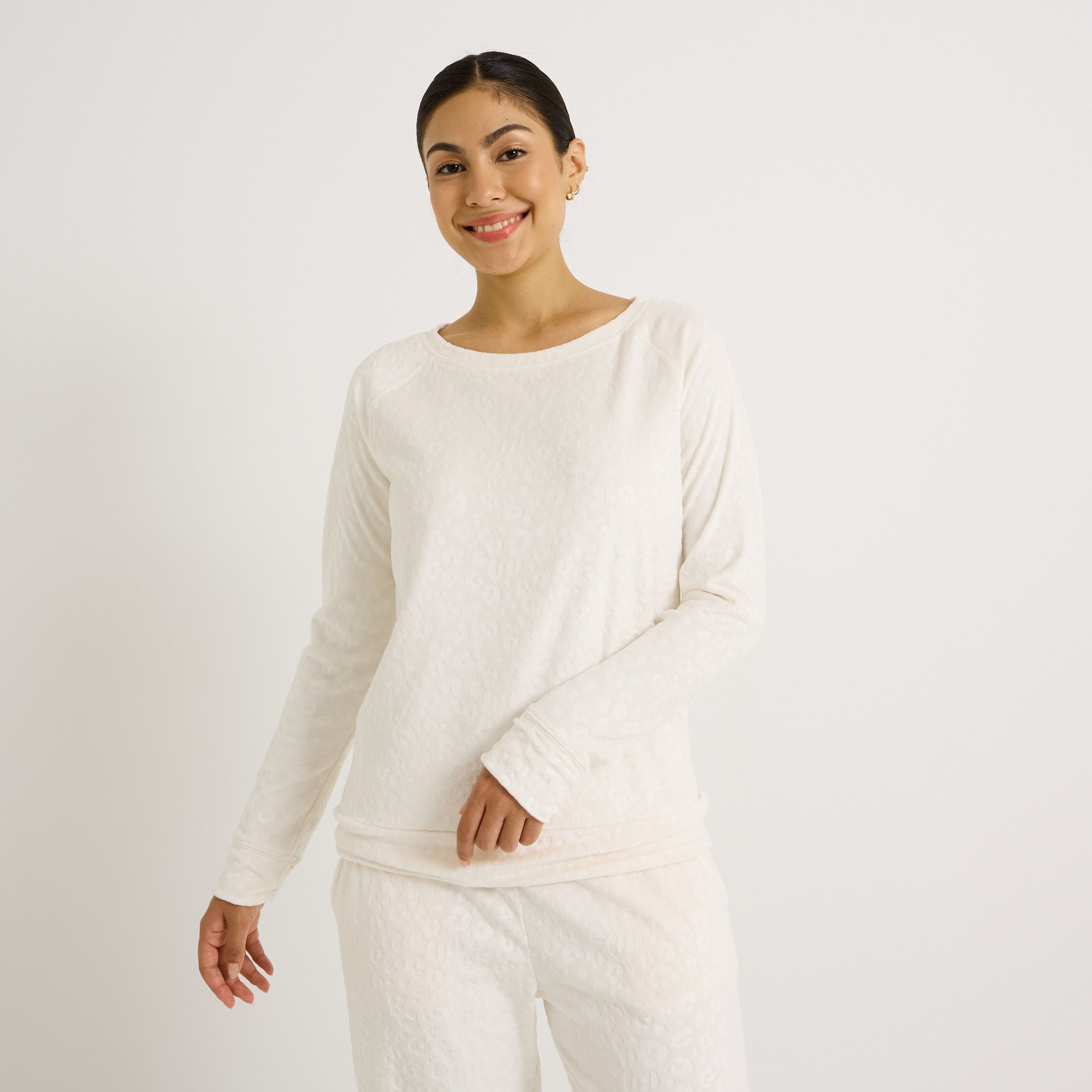 Sweat pyjama imprim&eacute; l&eacute;opard femme