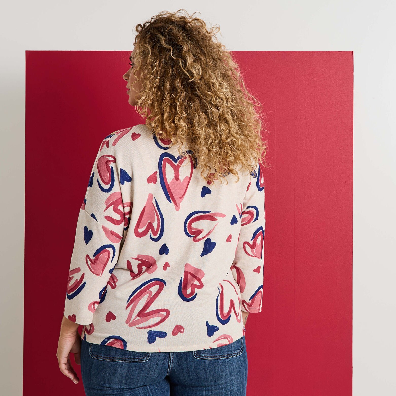 T-shirt imprimé cœurs femme