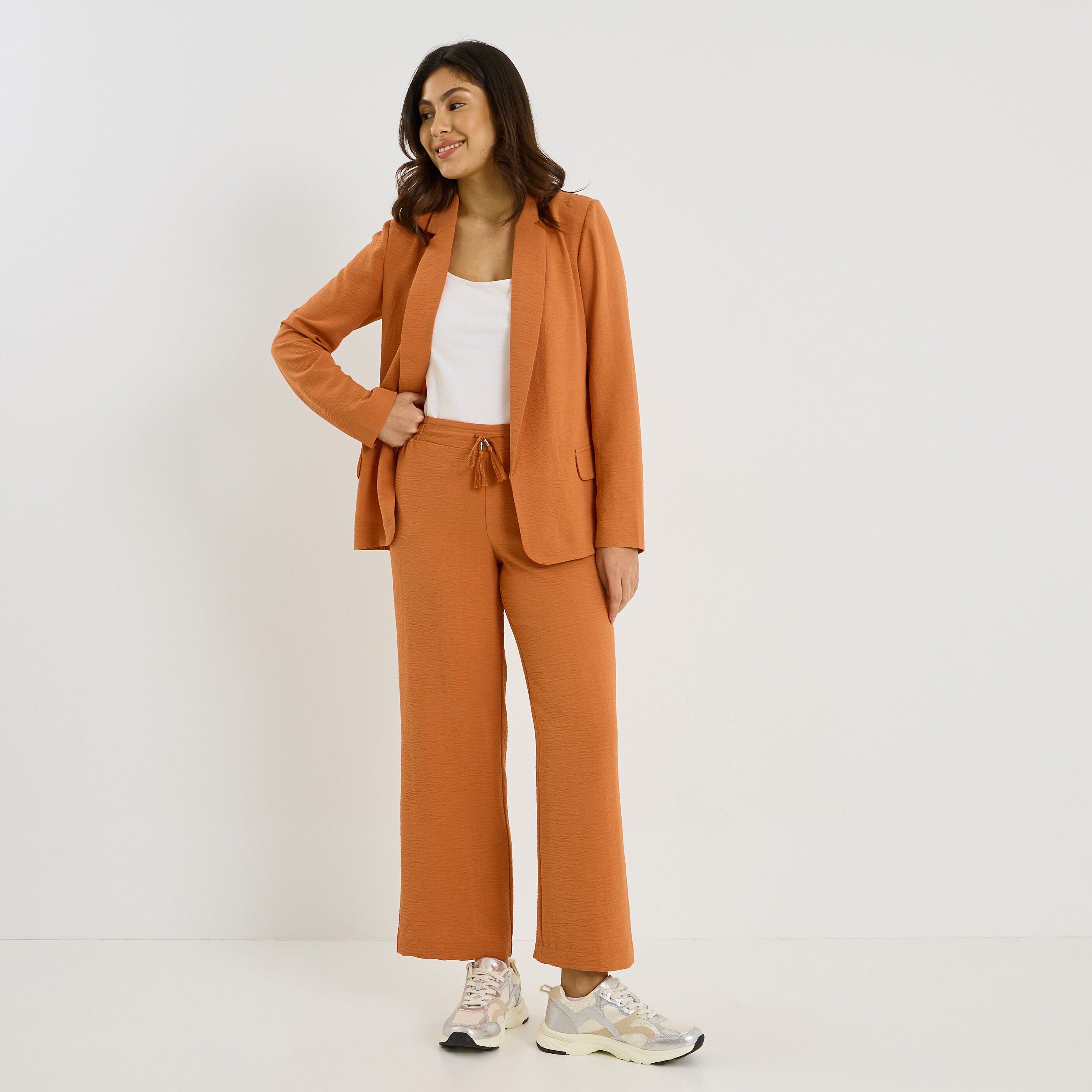 Pantalon fluide taille &eacute;lastiqu&eacute;e femme