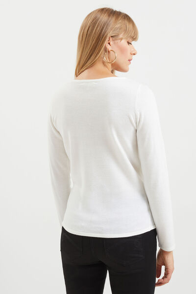 Pull col V dentelle femme