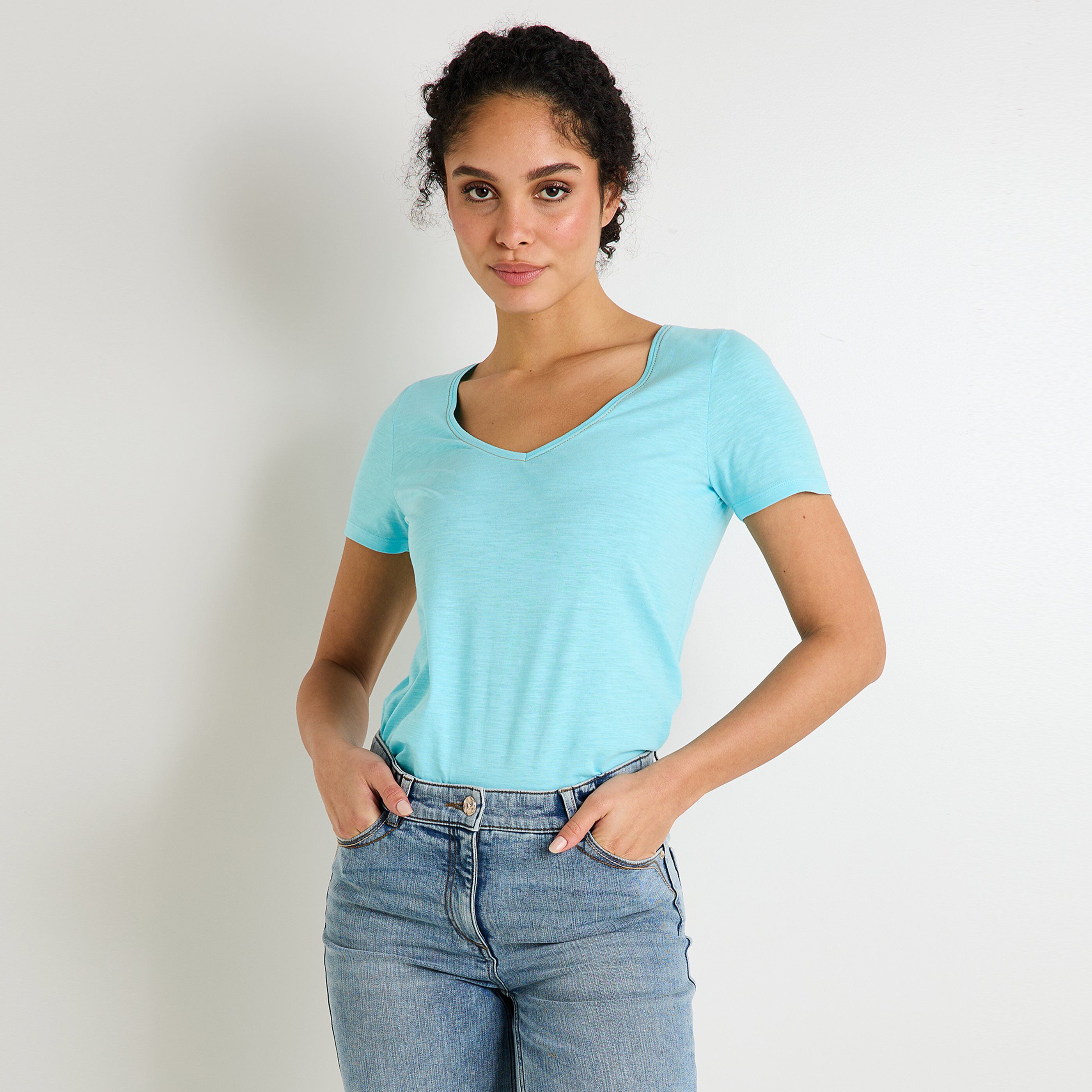 T-shirt col V femme