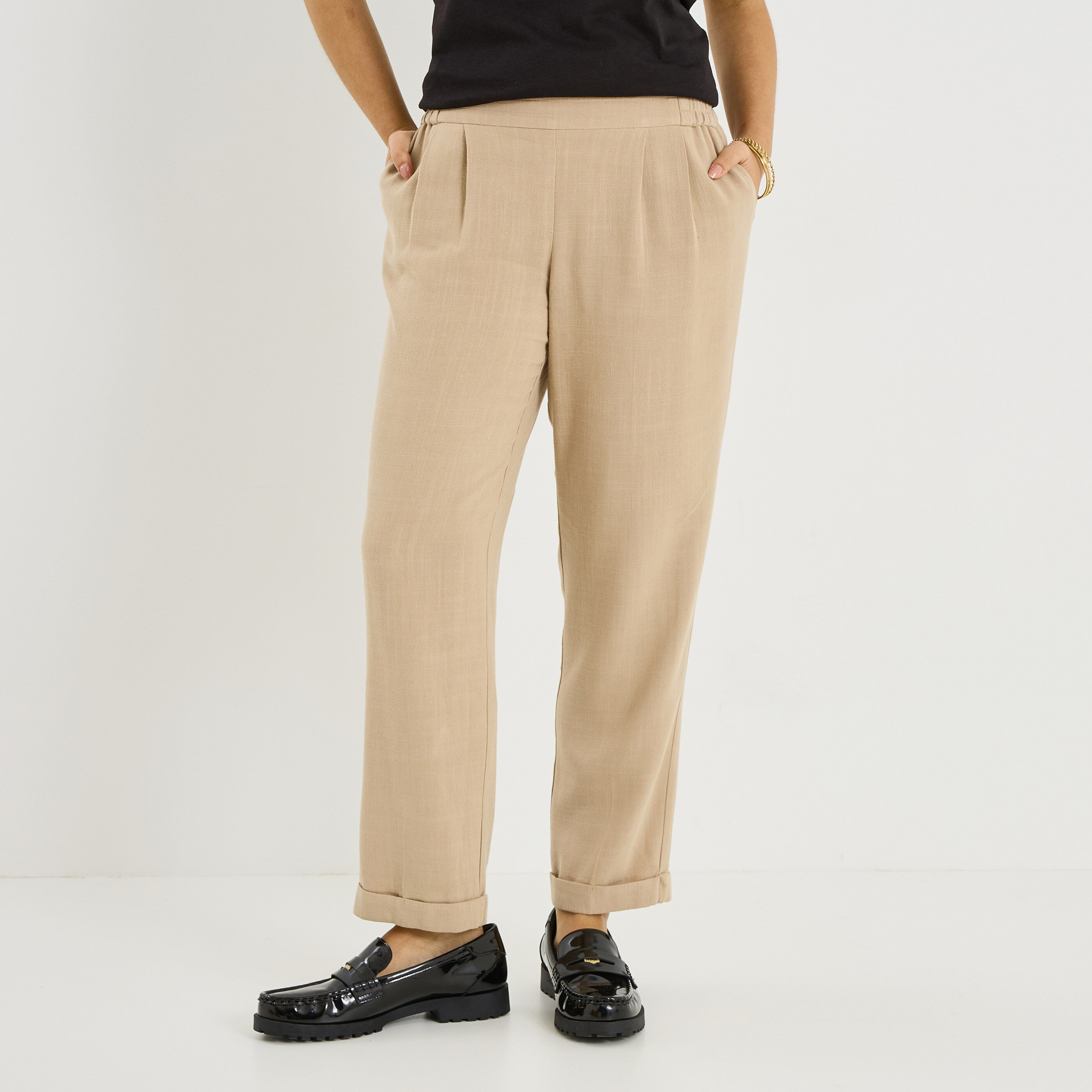 Pantalon &agrave; revers femme