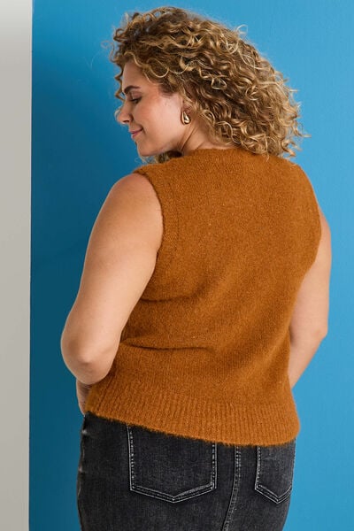 Pull col rond sans manches femme