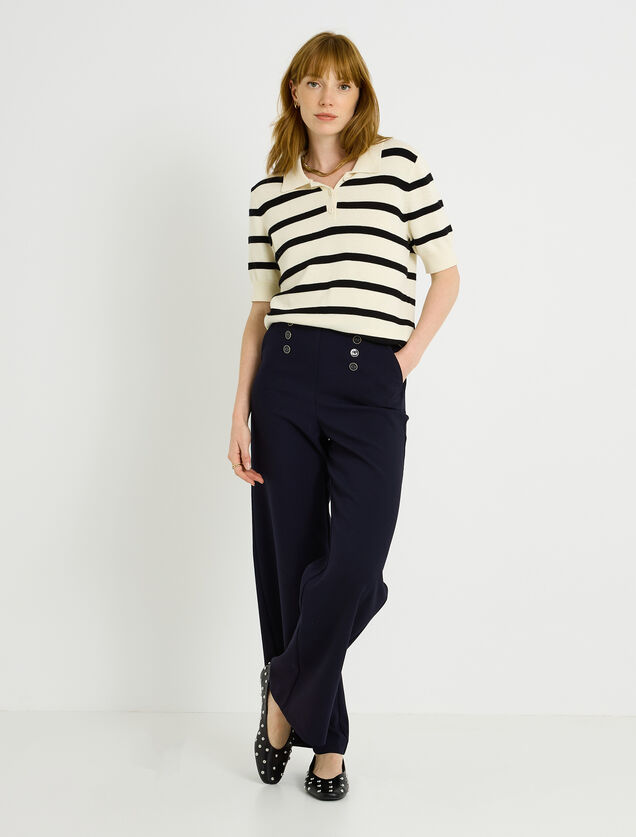 Pantalon large &agrave; pont femme