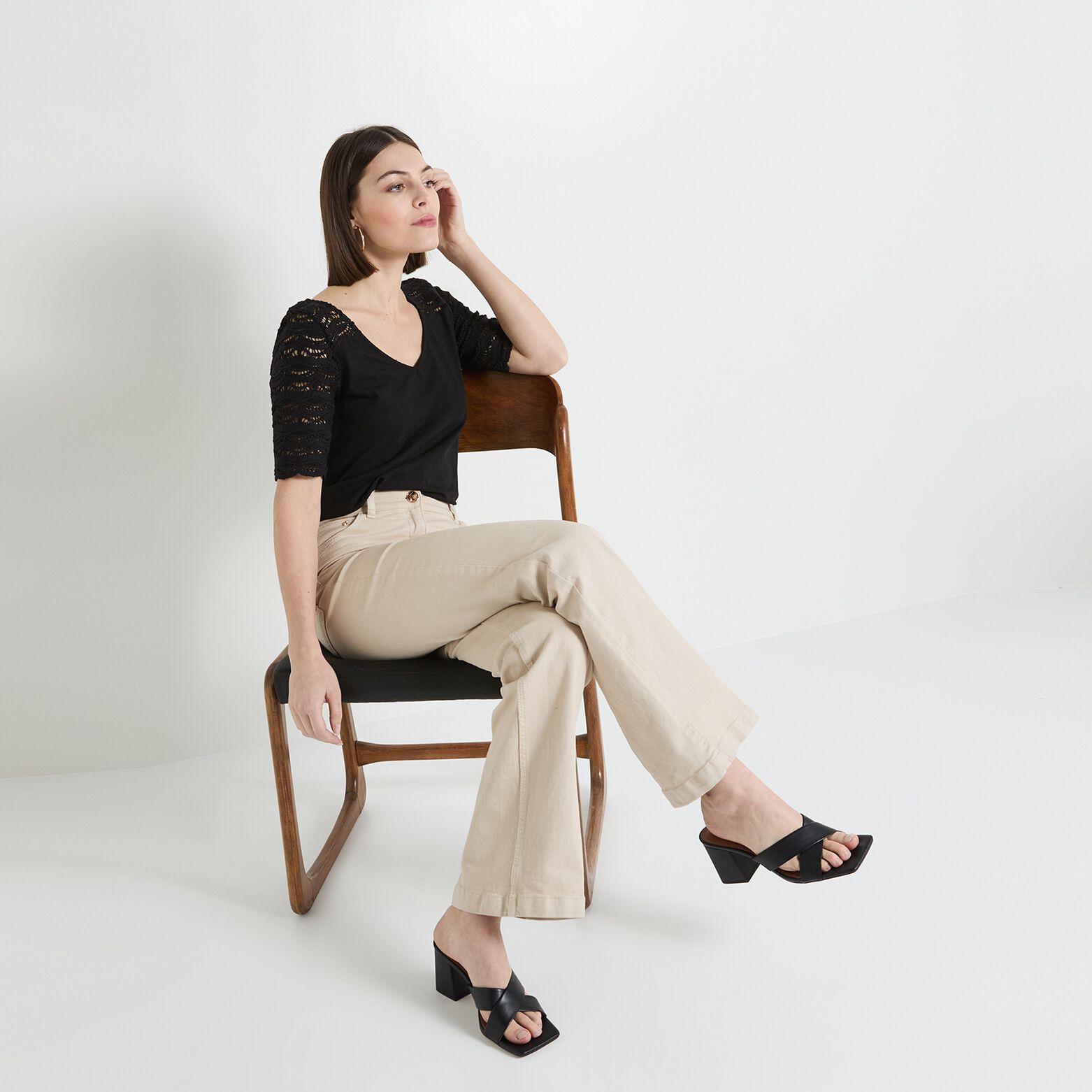 T-shirt col V femme
