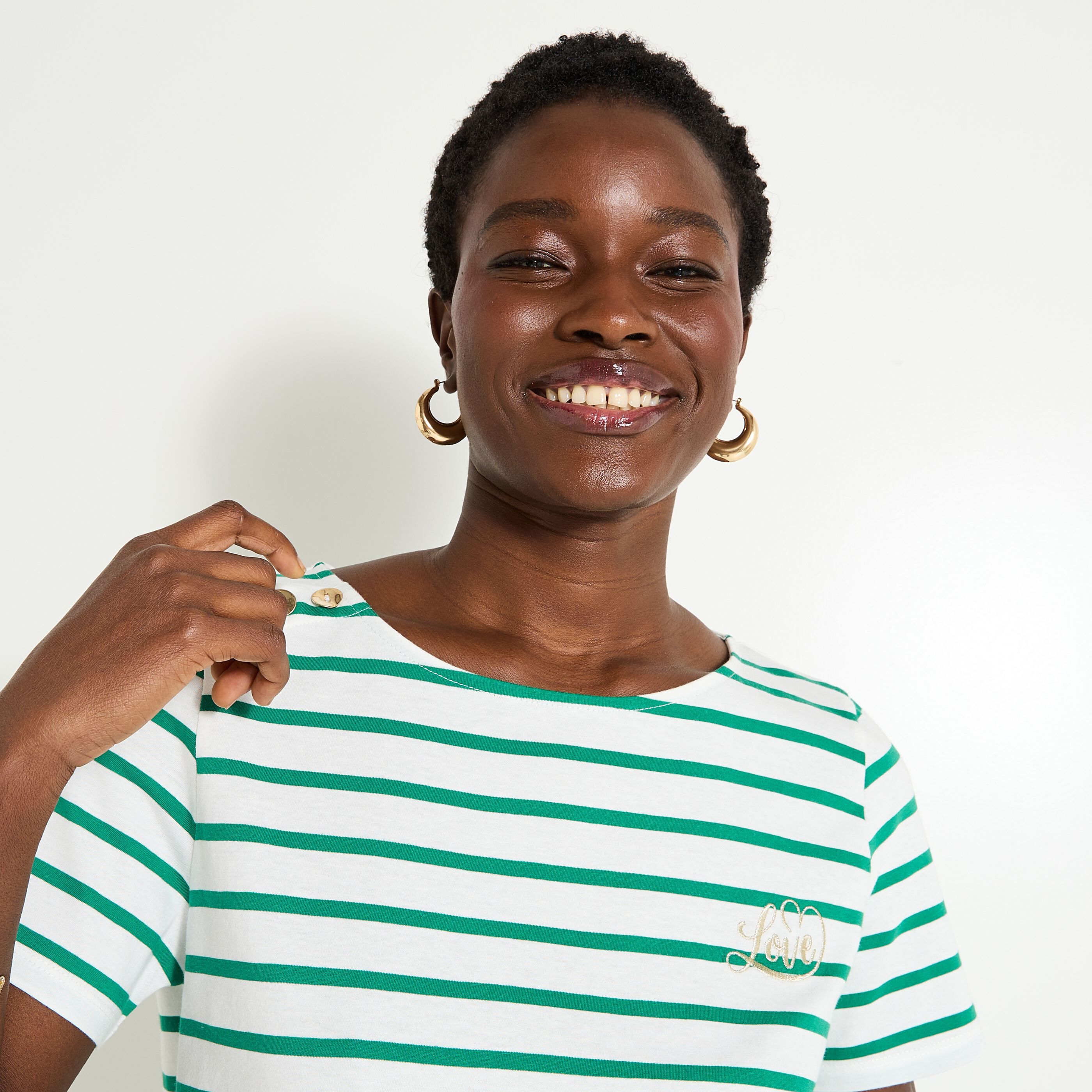 T-shirt ray&eacute; femme