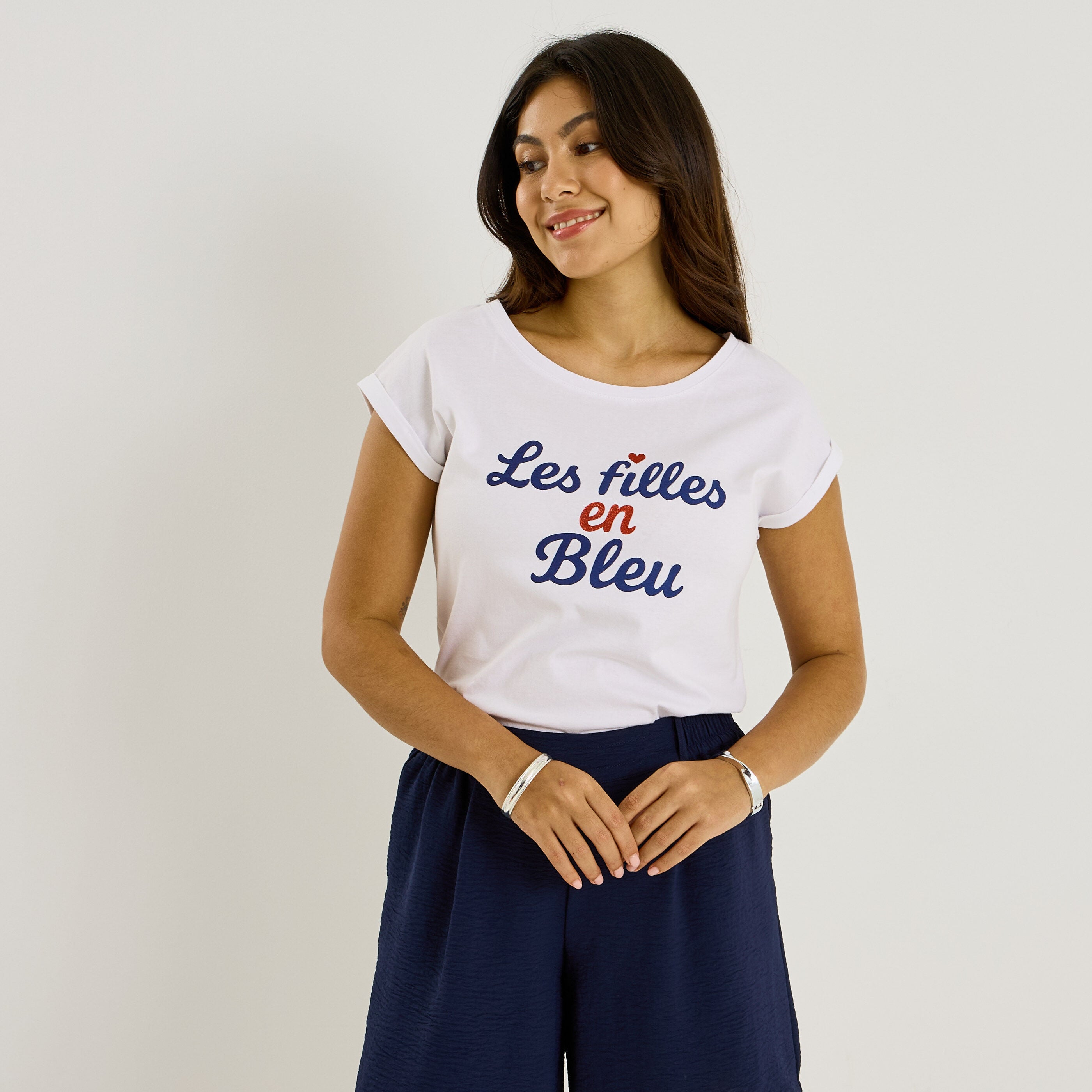 T-shirt col rond print femme
