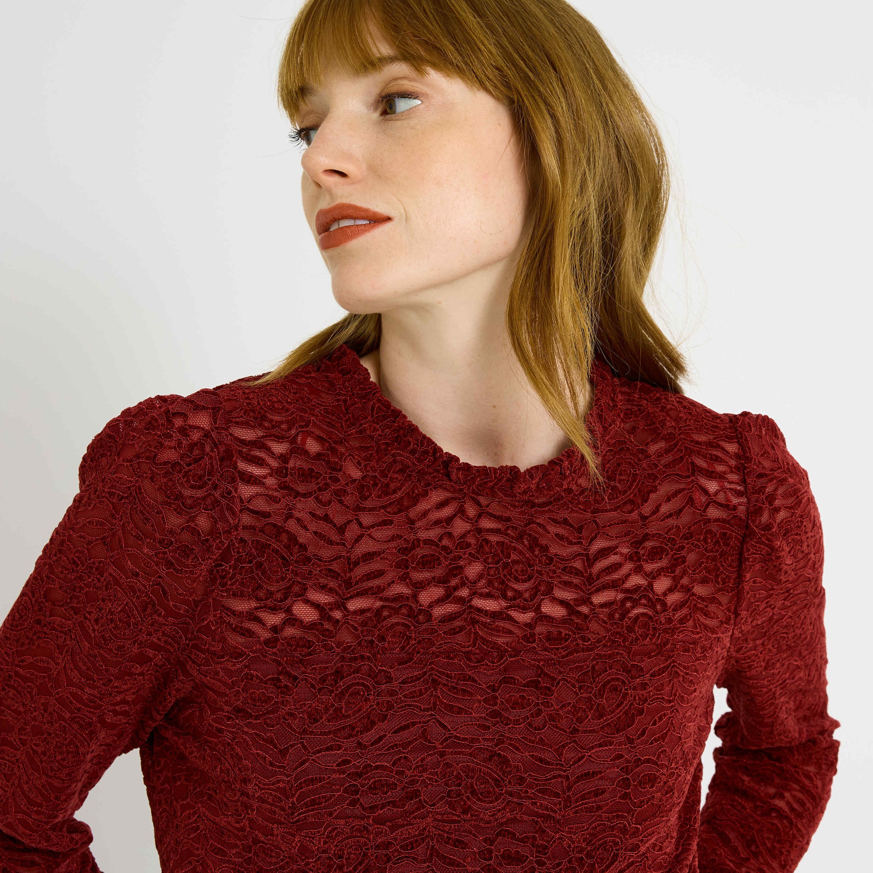 T-shirt col victorien femme