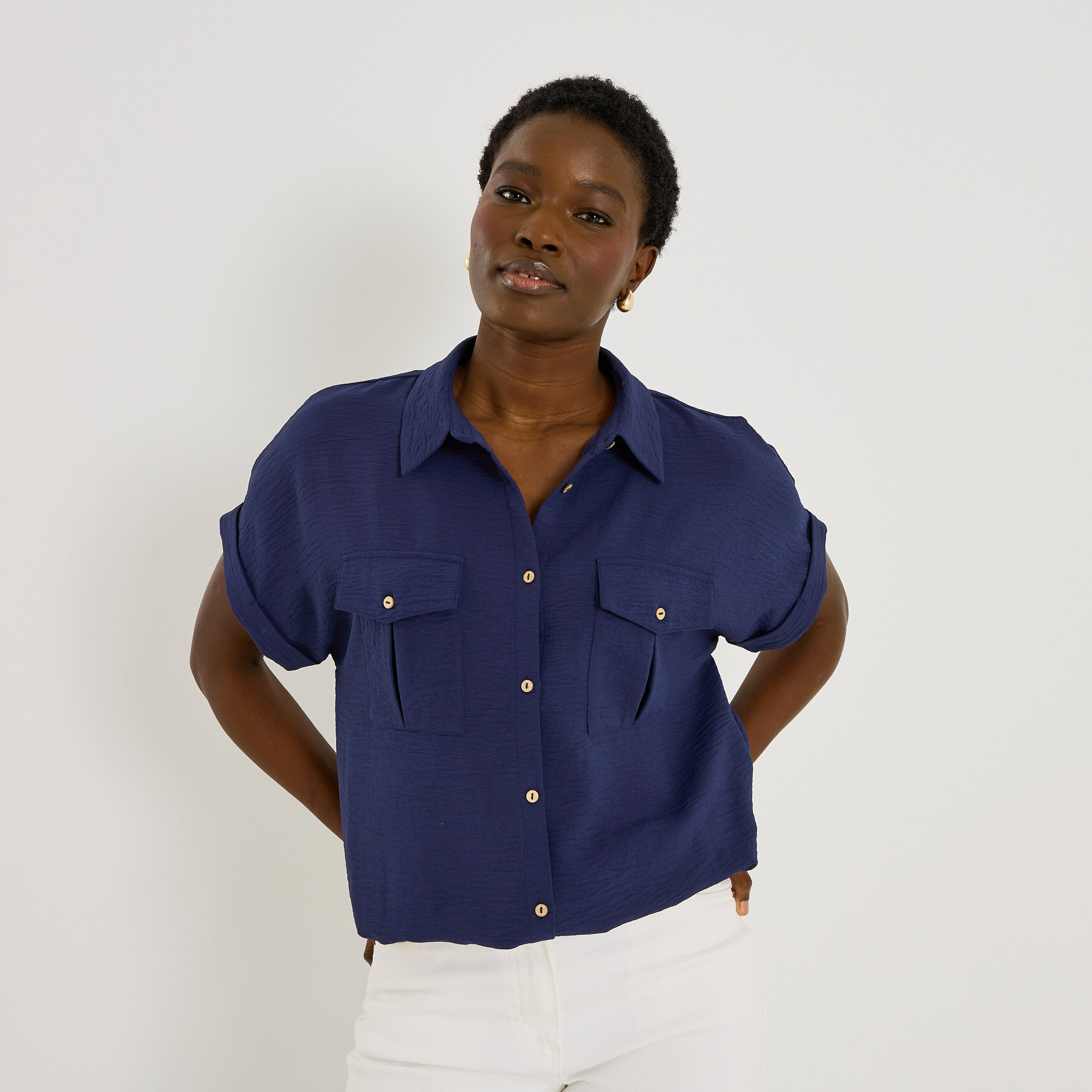 Chemise fluide manches courtes femme