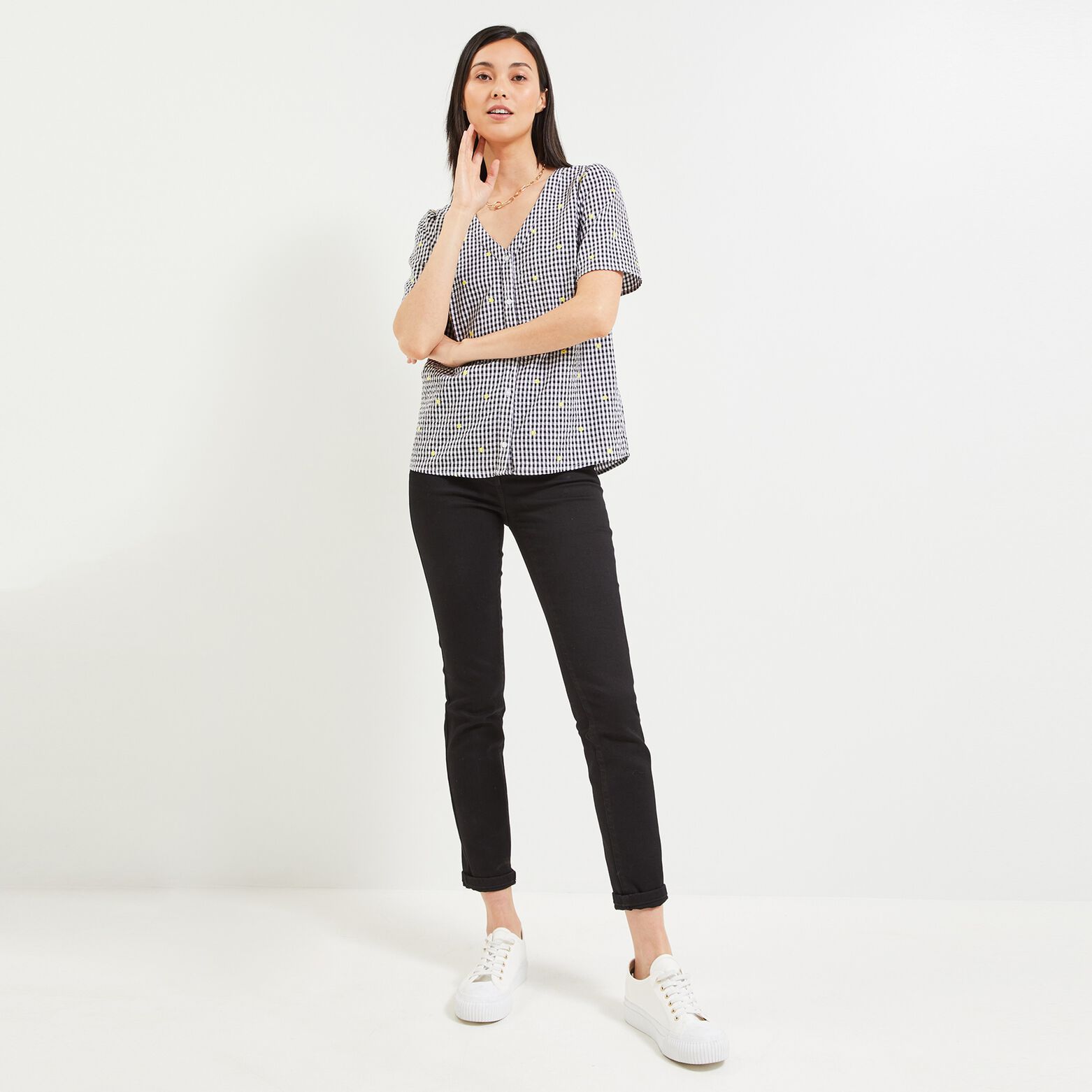 Chemise brodée femme