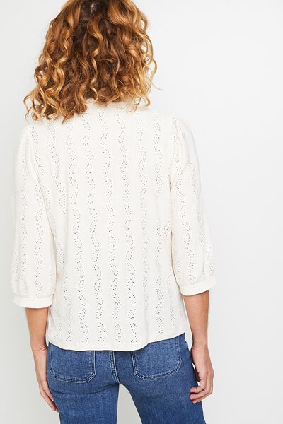 T-shirt ajouré col tunisien femme