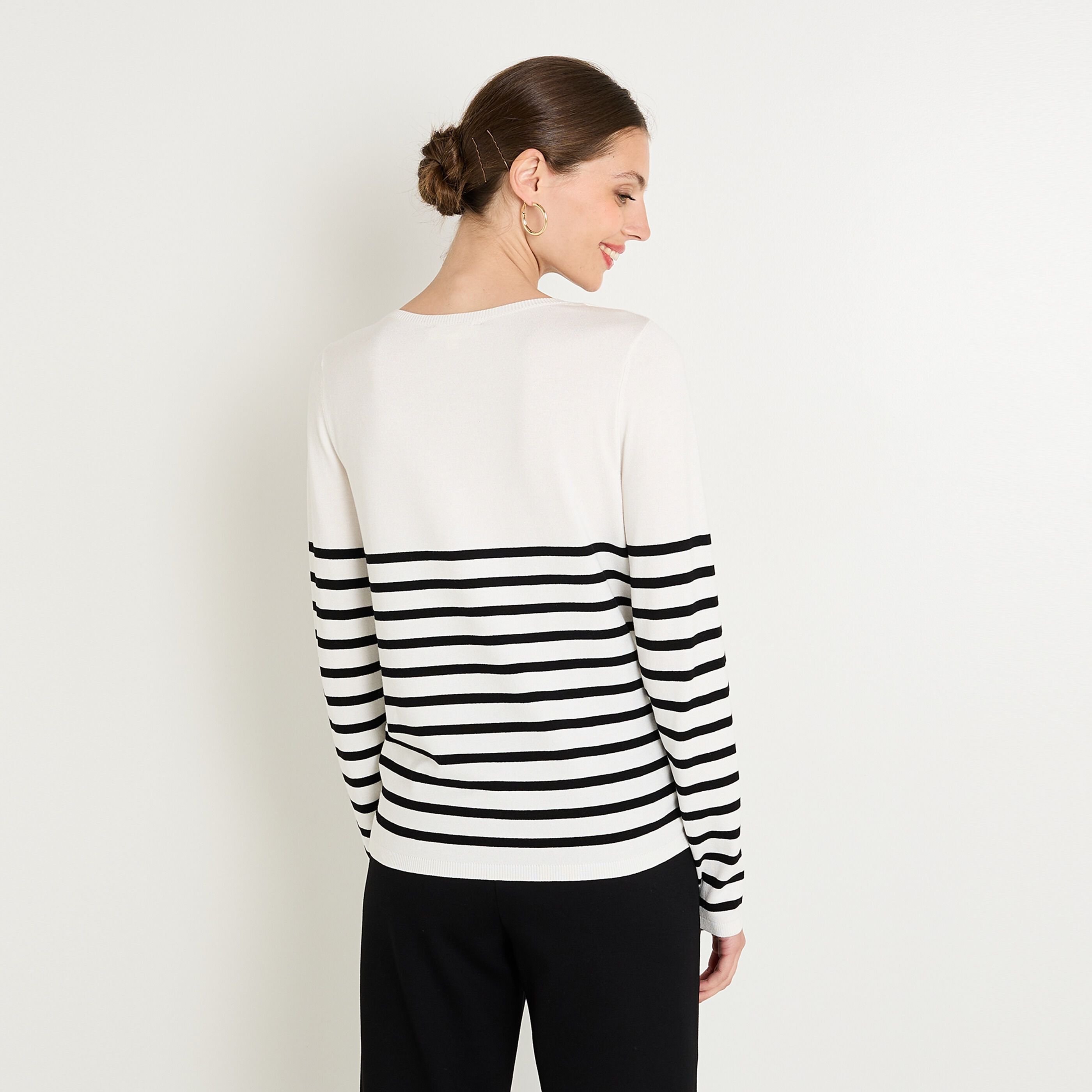 Pull col V femme