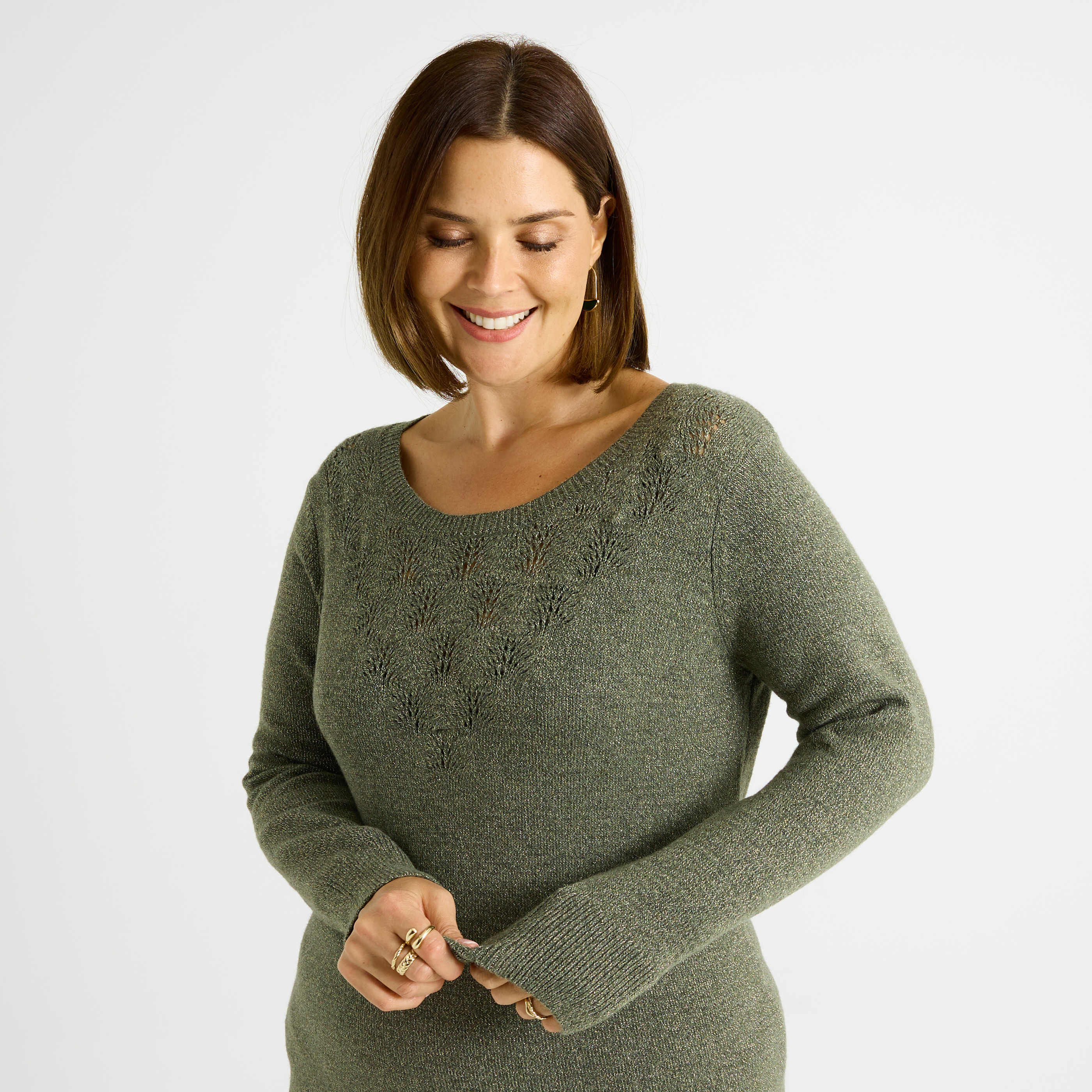 Robe pull fils brillants femme