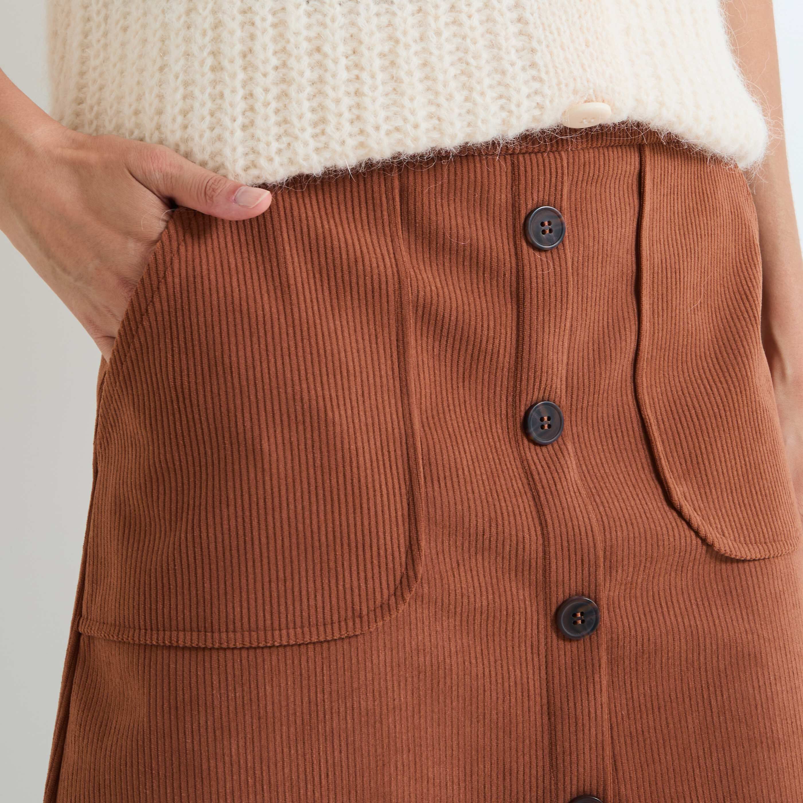 Jupe velours c&ocirc;tel&eacute; femme