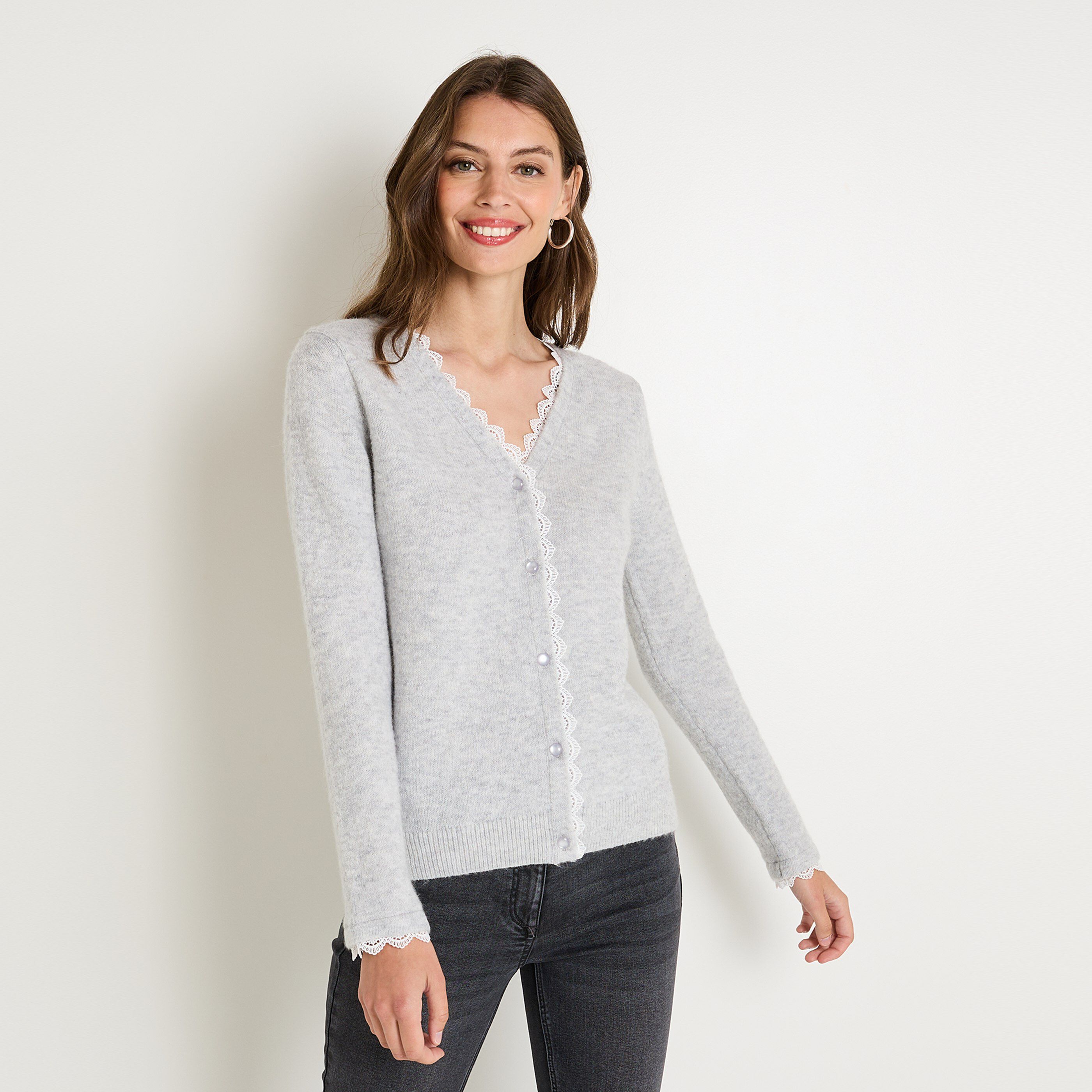 Gilet gris chiné femme hotsell
