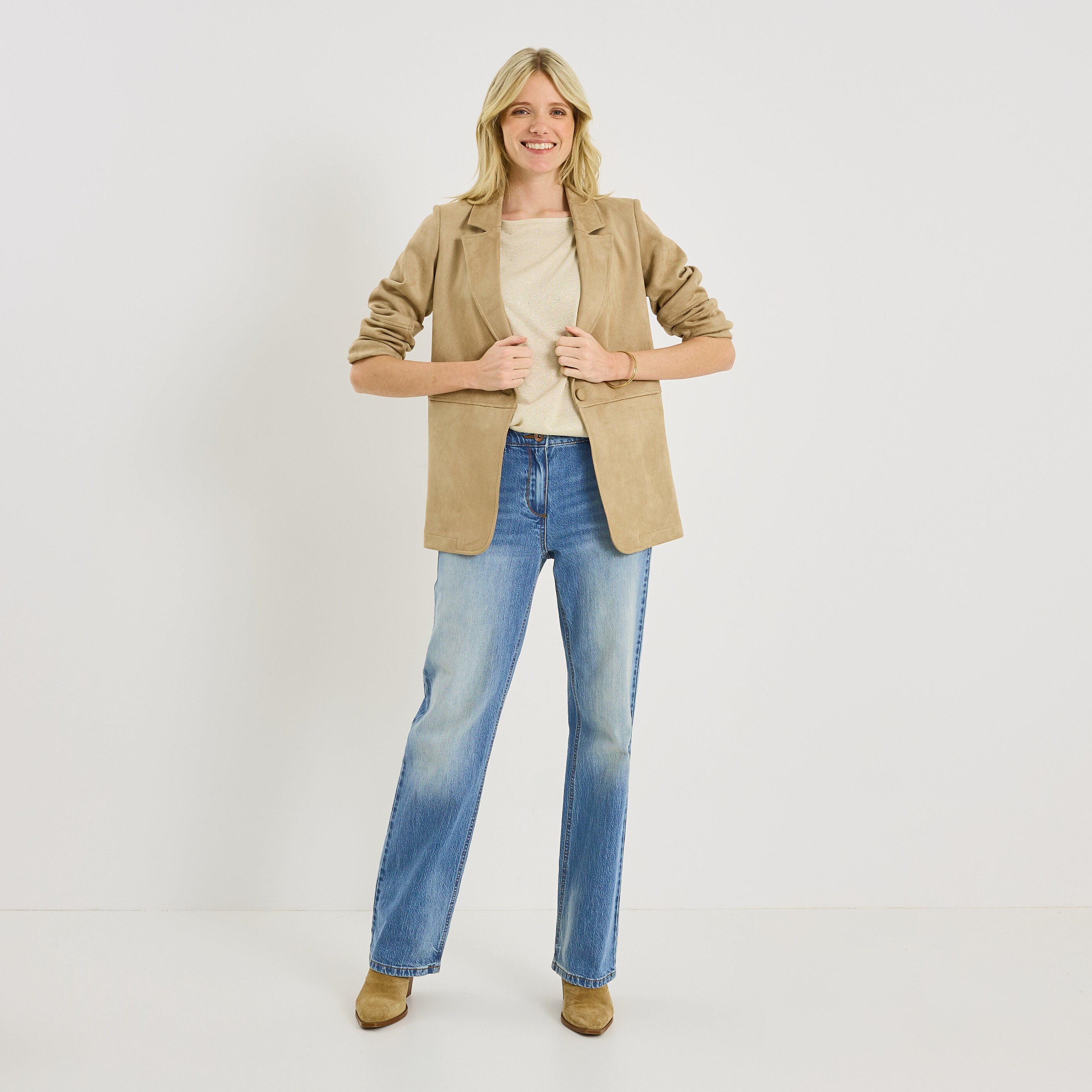 Pull brillant manches courtes femme