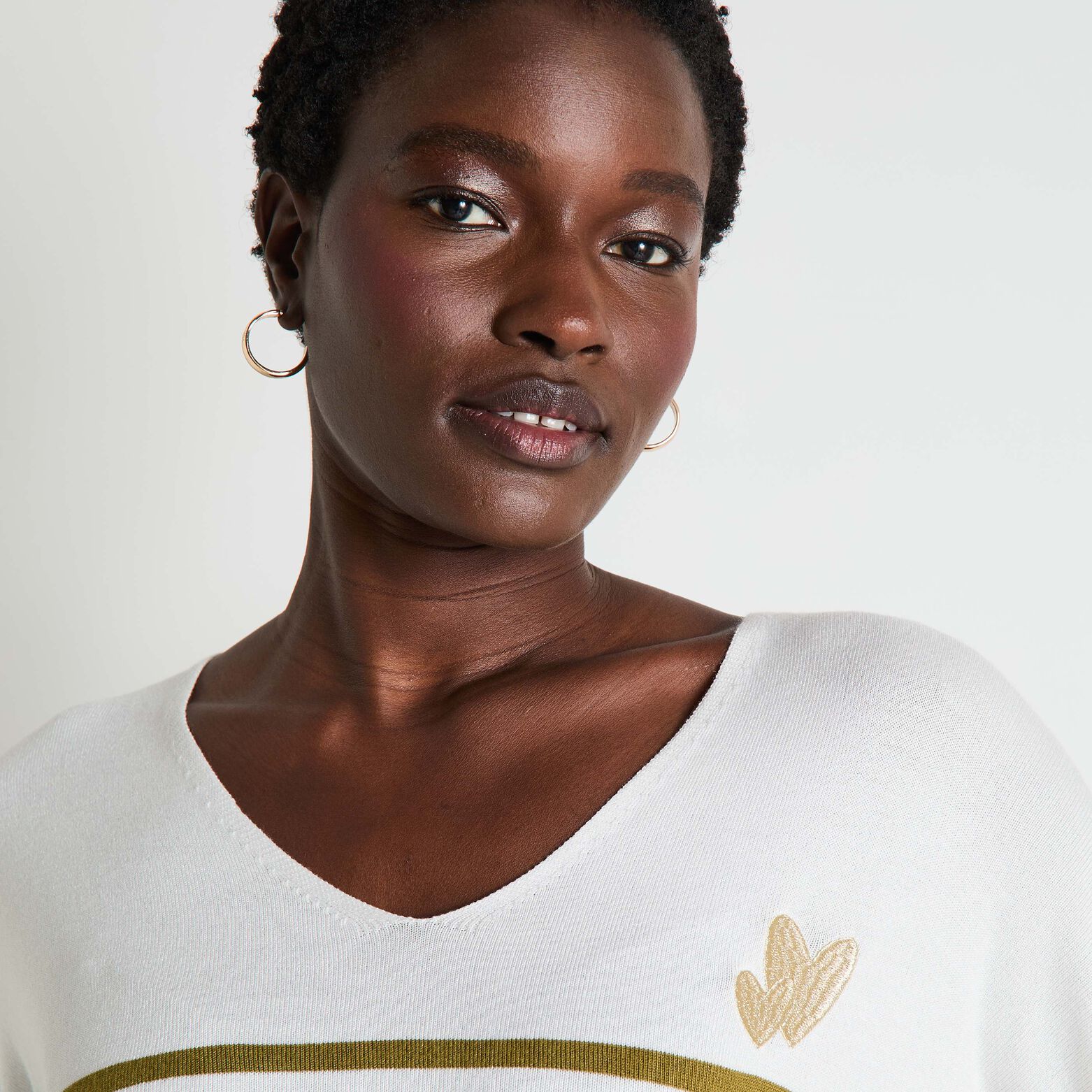 Pull col V femme