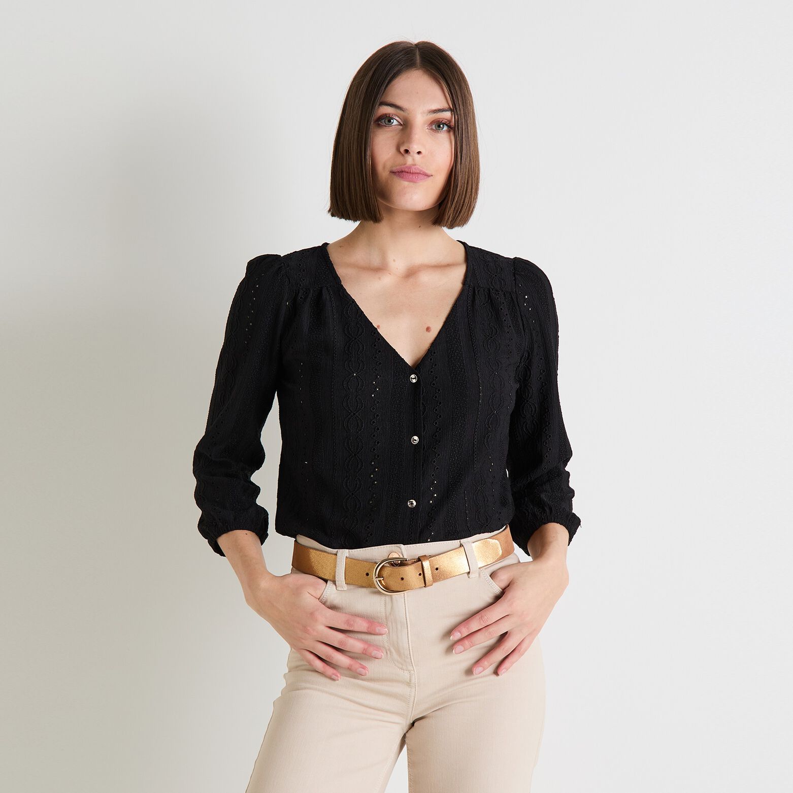 T-shirt col V femme
