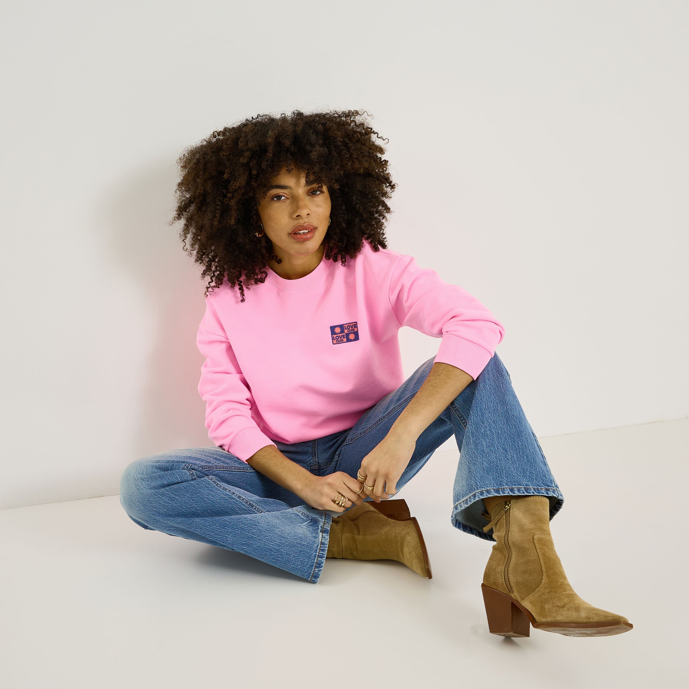 Sweat manches longues brod&eacute; femme