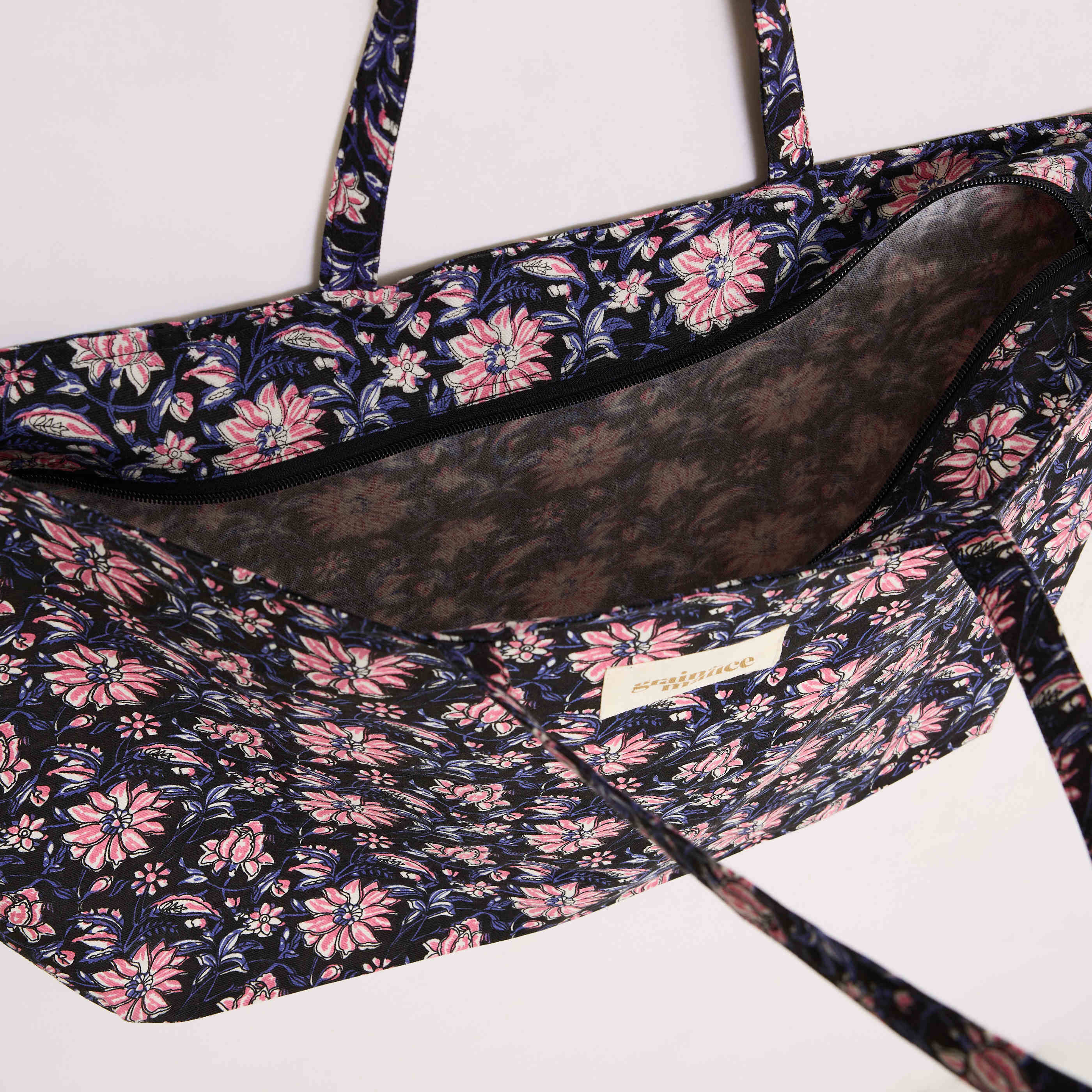 Tote bag motif floral femme