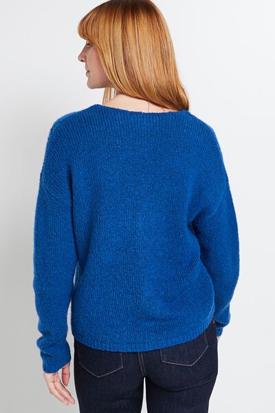 Gilet col V ajouré femme